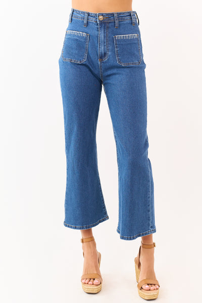 Lovelo Dark Wash Denim Stretchy Crop Straight Pants