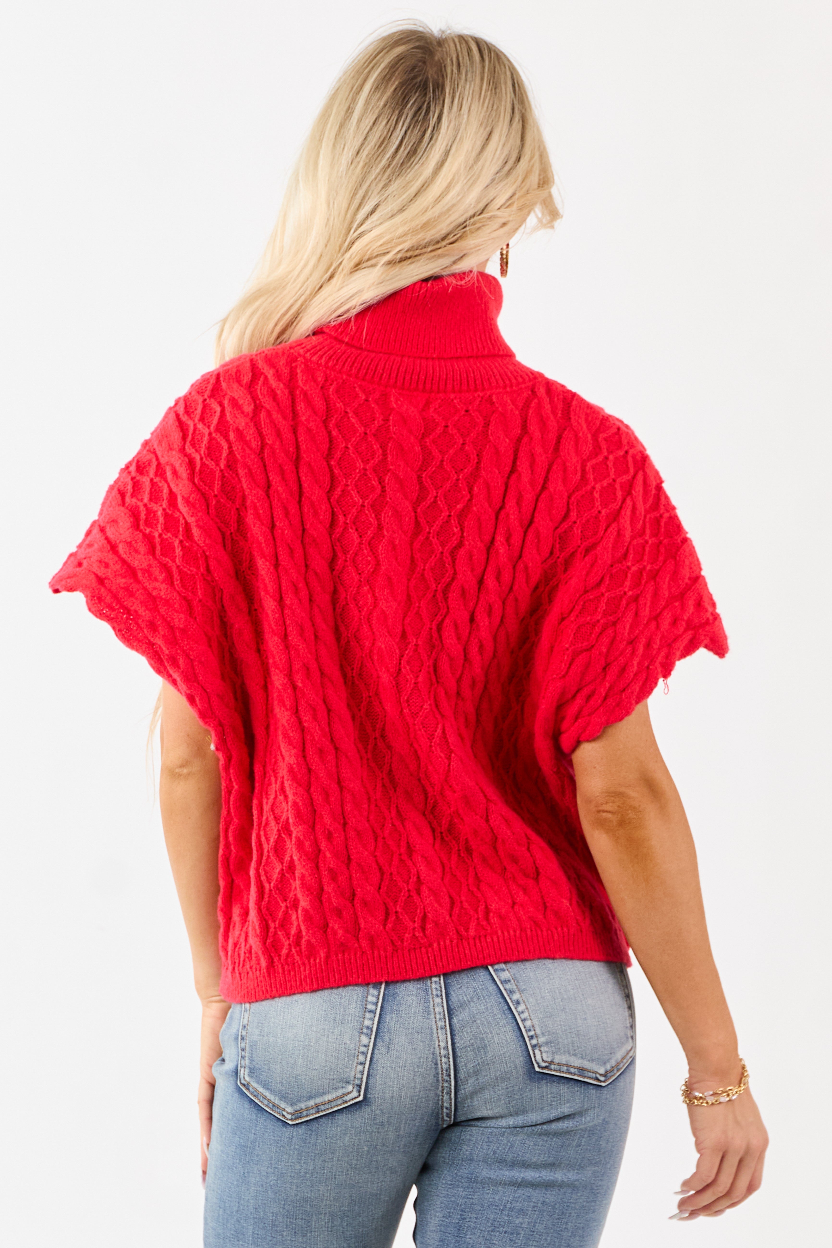 Lovelo Lipstick Cable Knit Turtleneck Sweater