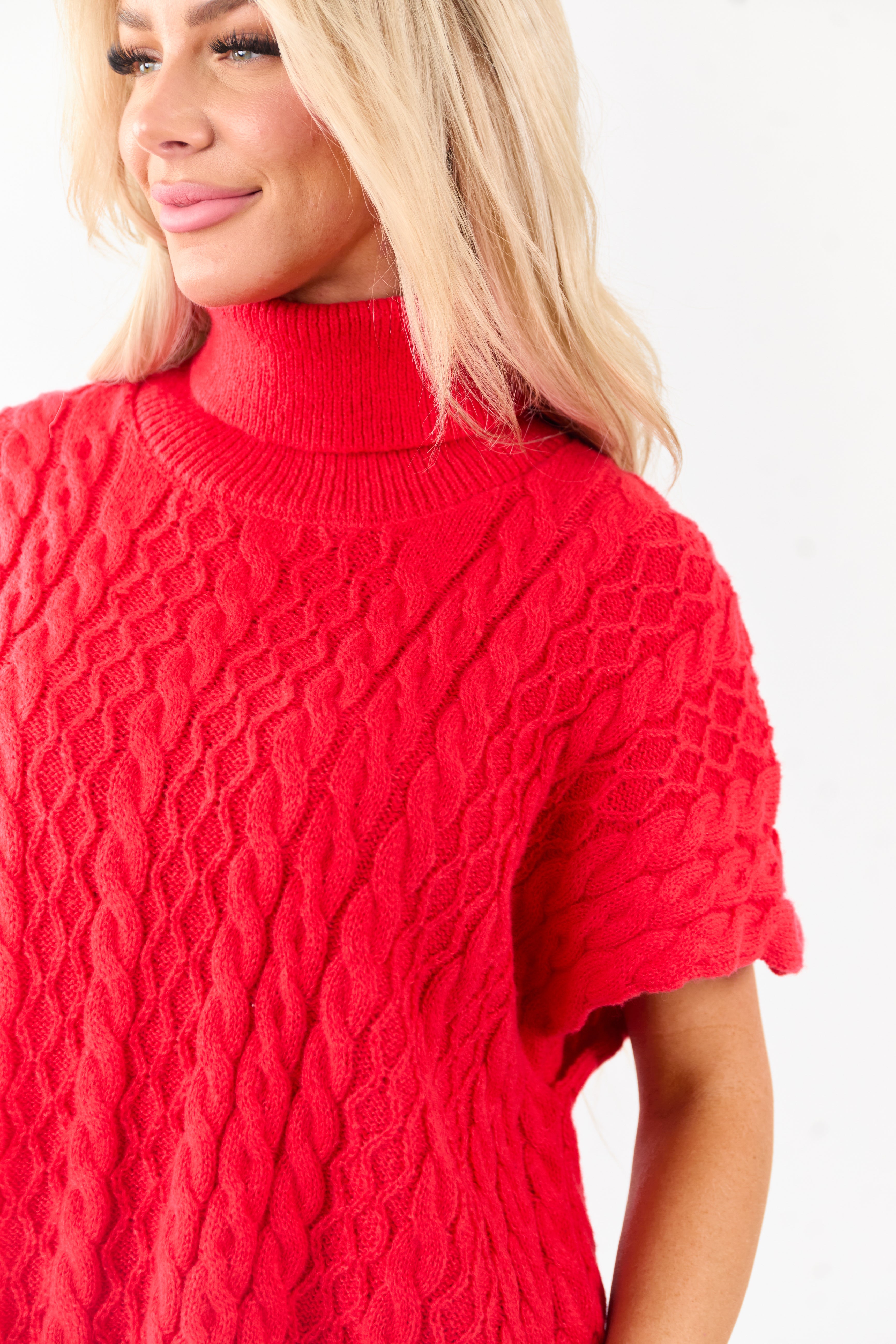 Lovelo Lipstick Cable Knit Turtleneck Sweater | Lime Lush Boutique