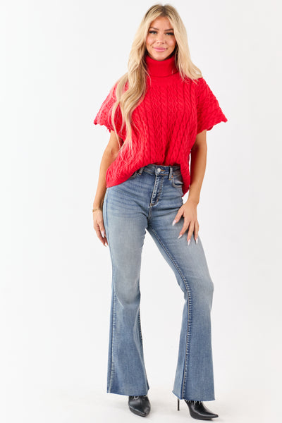 Lovelo Lipstick Cable Knit Turtleneck Sweater