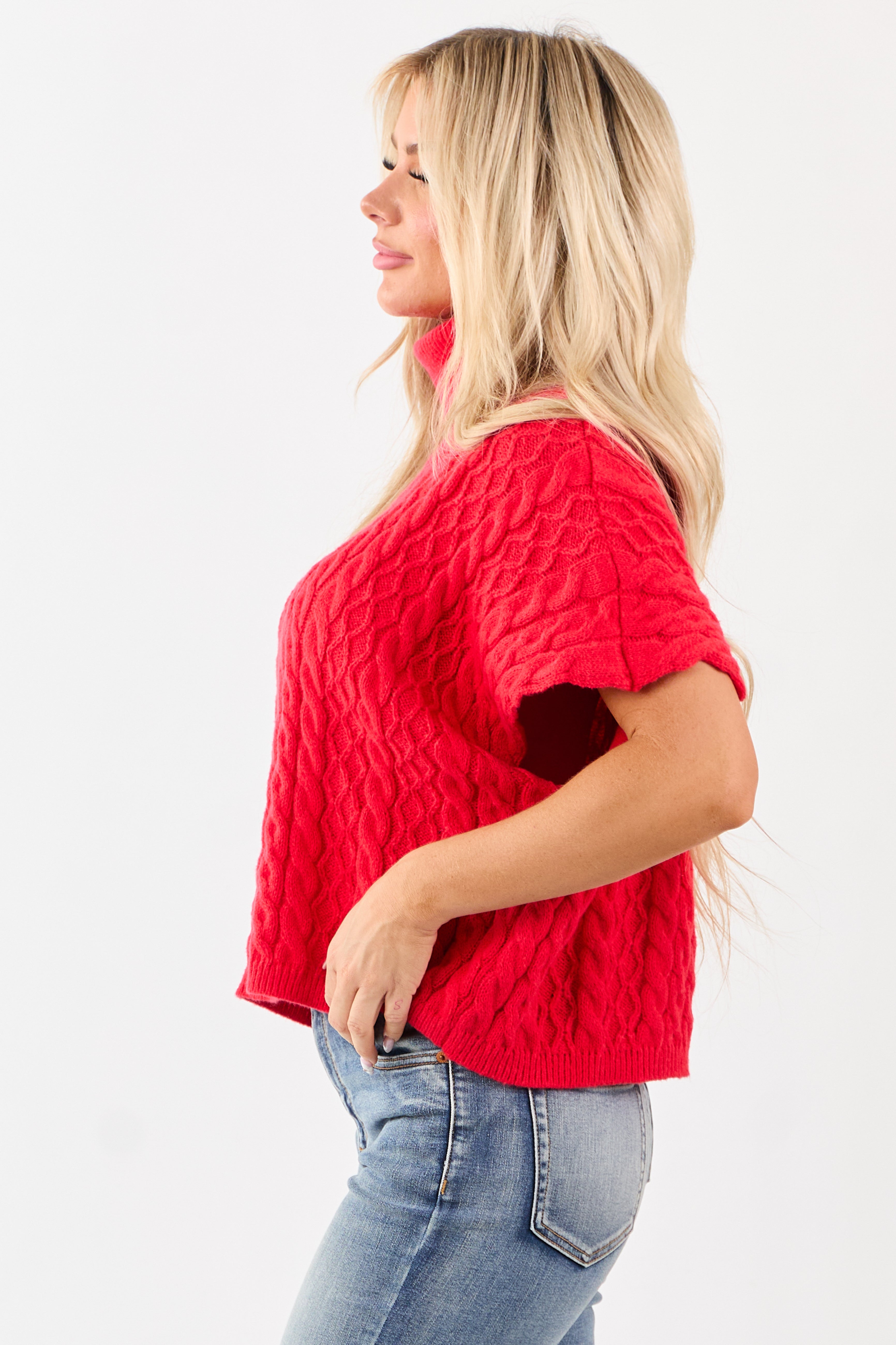 Lovelo Lipstick Cable Knit Turtleneck Sweater