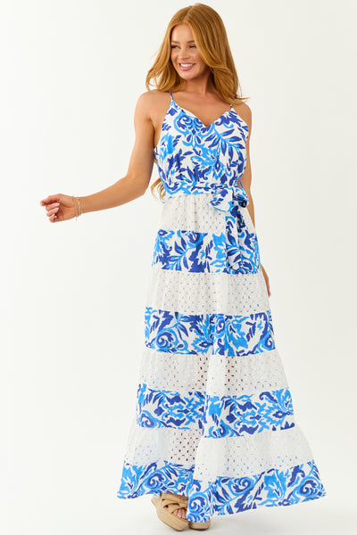 Lovelo Off White Abstract Print Sleeveless Maxi Dress