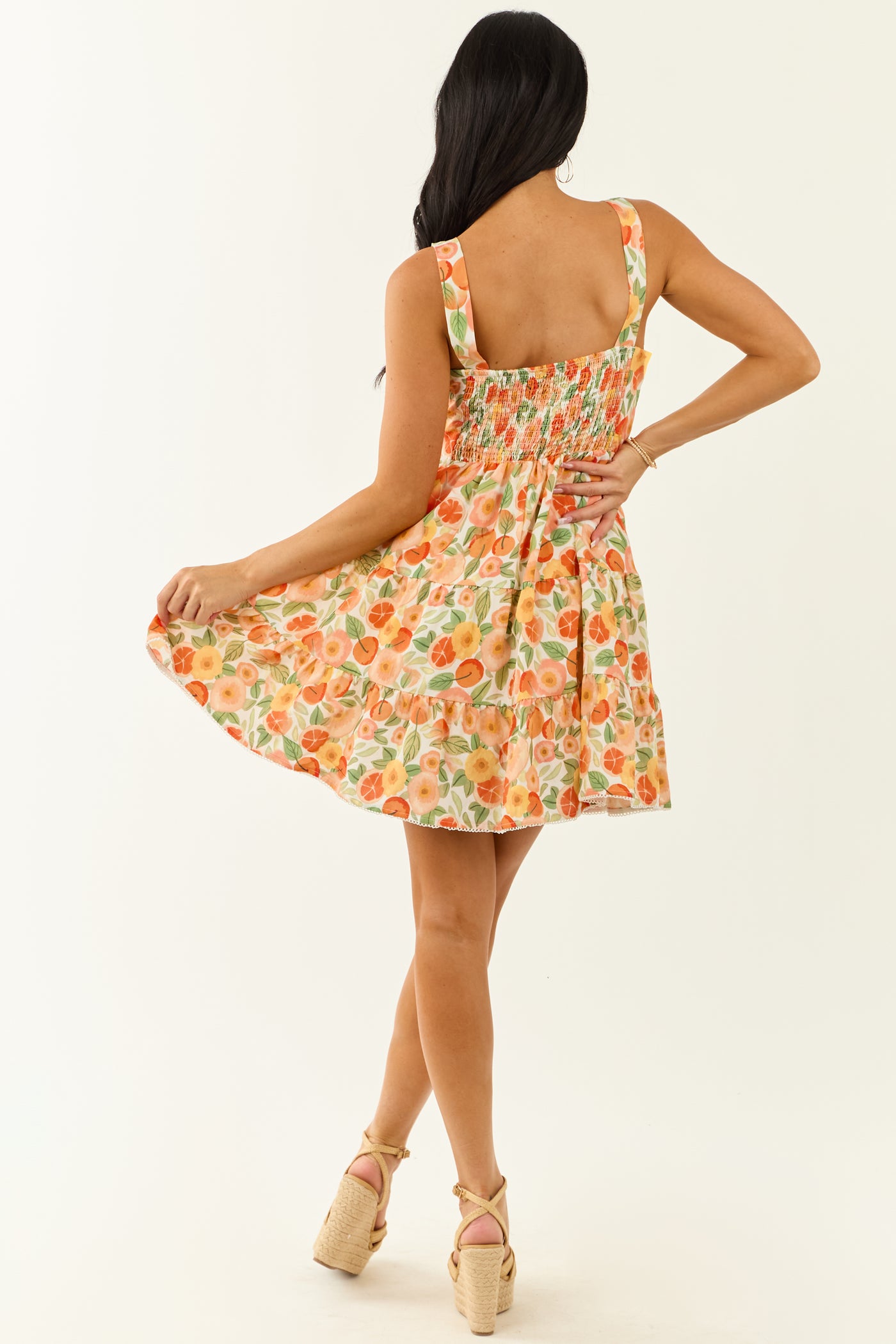 Lovelo Off White Fruity Floral Print Mini Dress