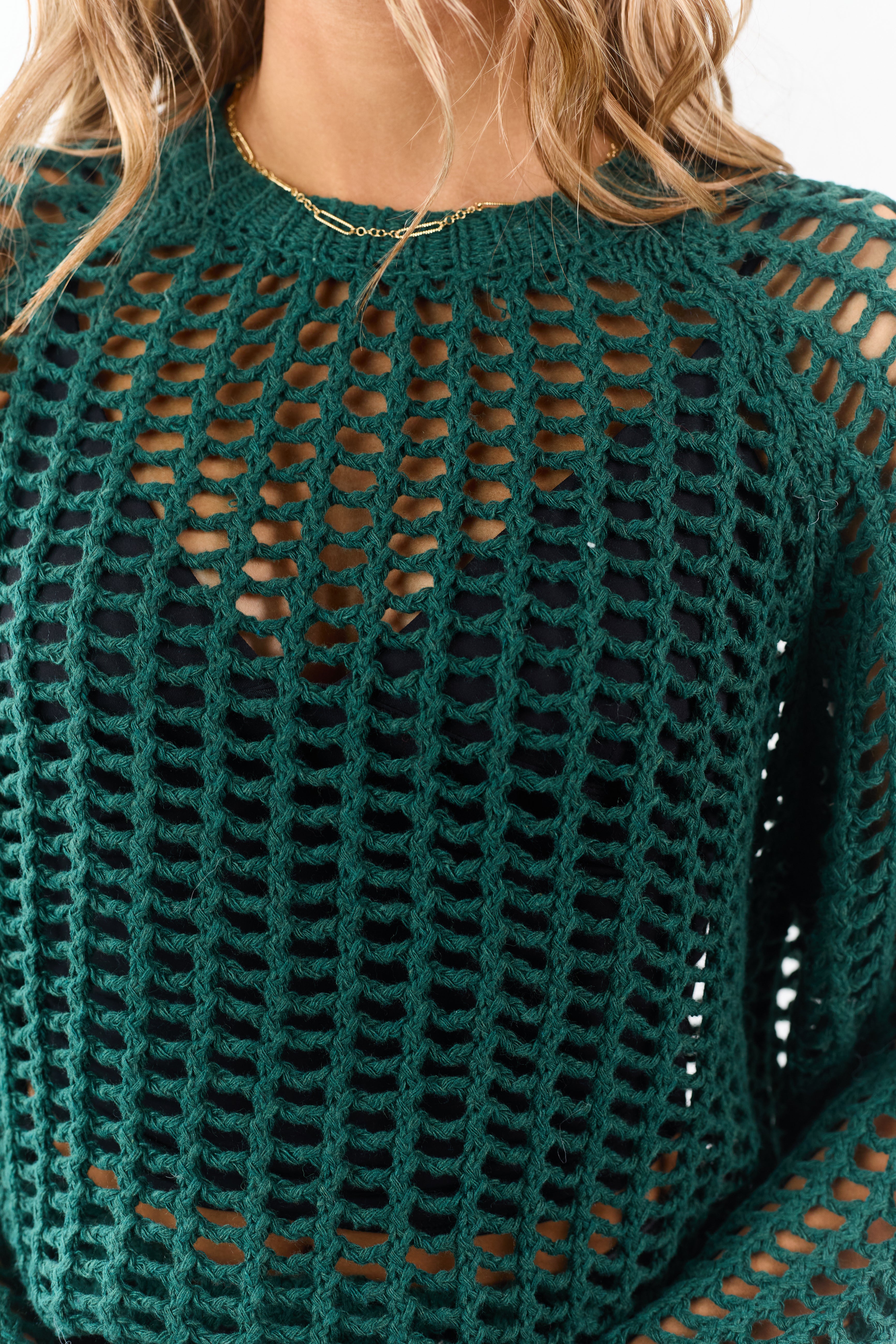 Lovelo Pine Raglan Sleeve Hollow Knit Sweater