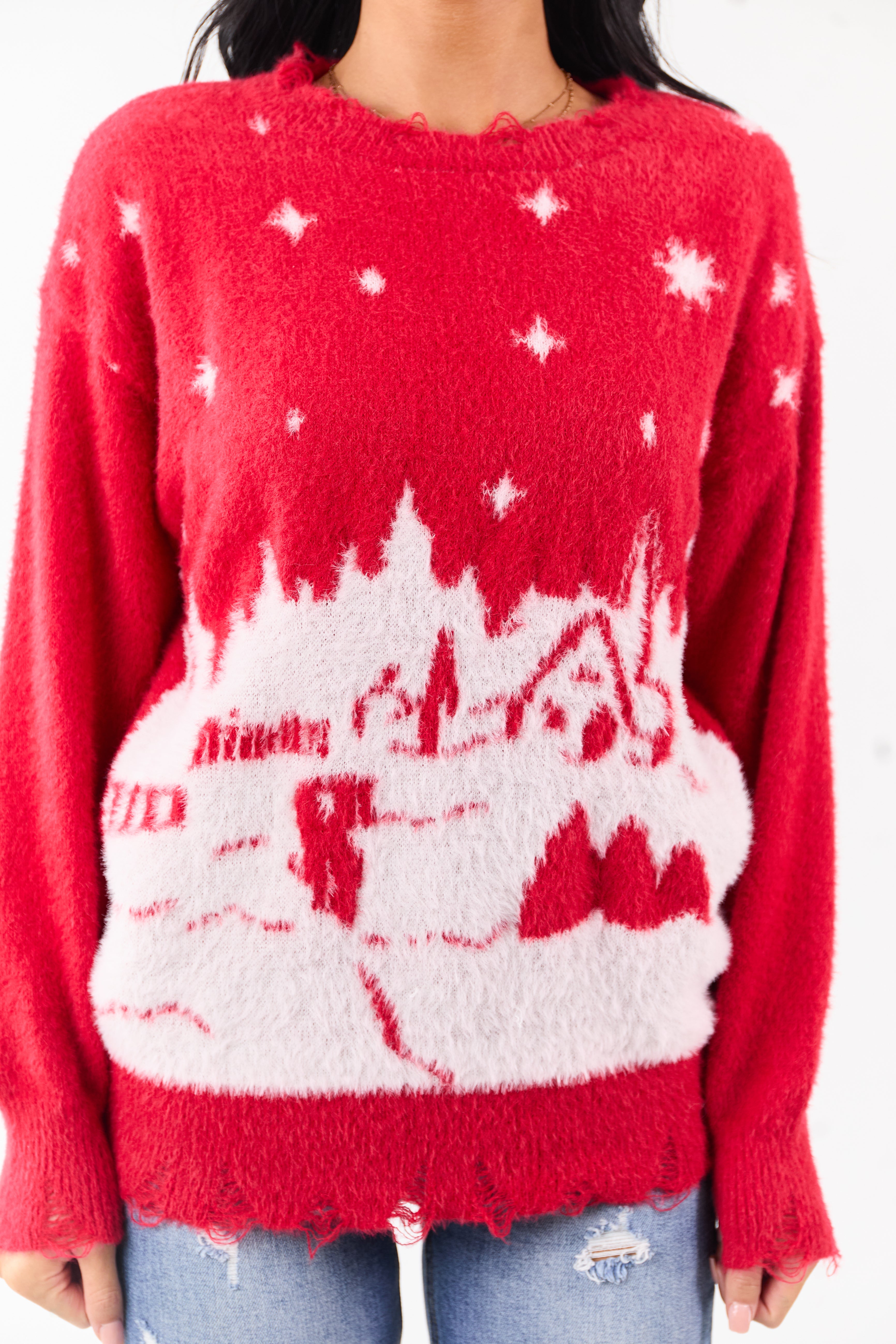 Lovelo Pomegranate Festive Snow Scenery Sweater