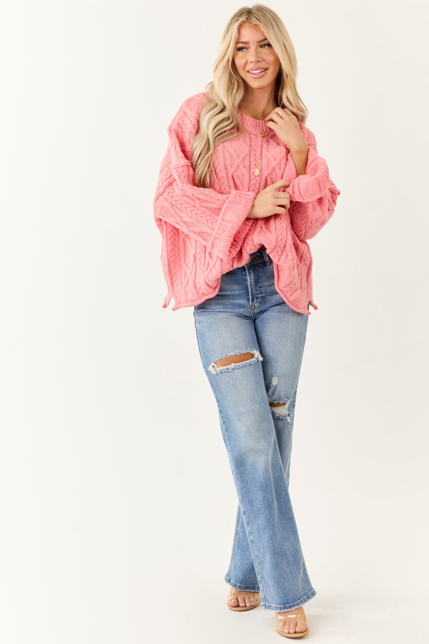 Lovelo Punch Cable Knit Relaxed Sweater