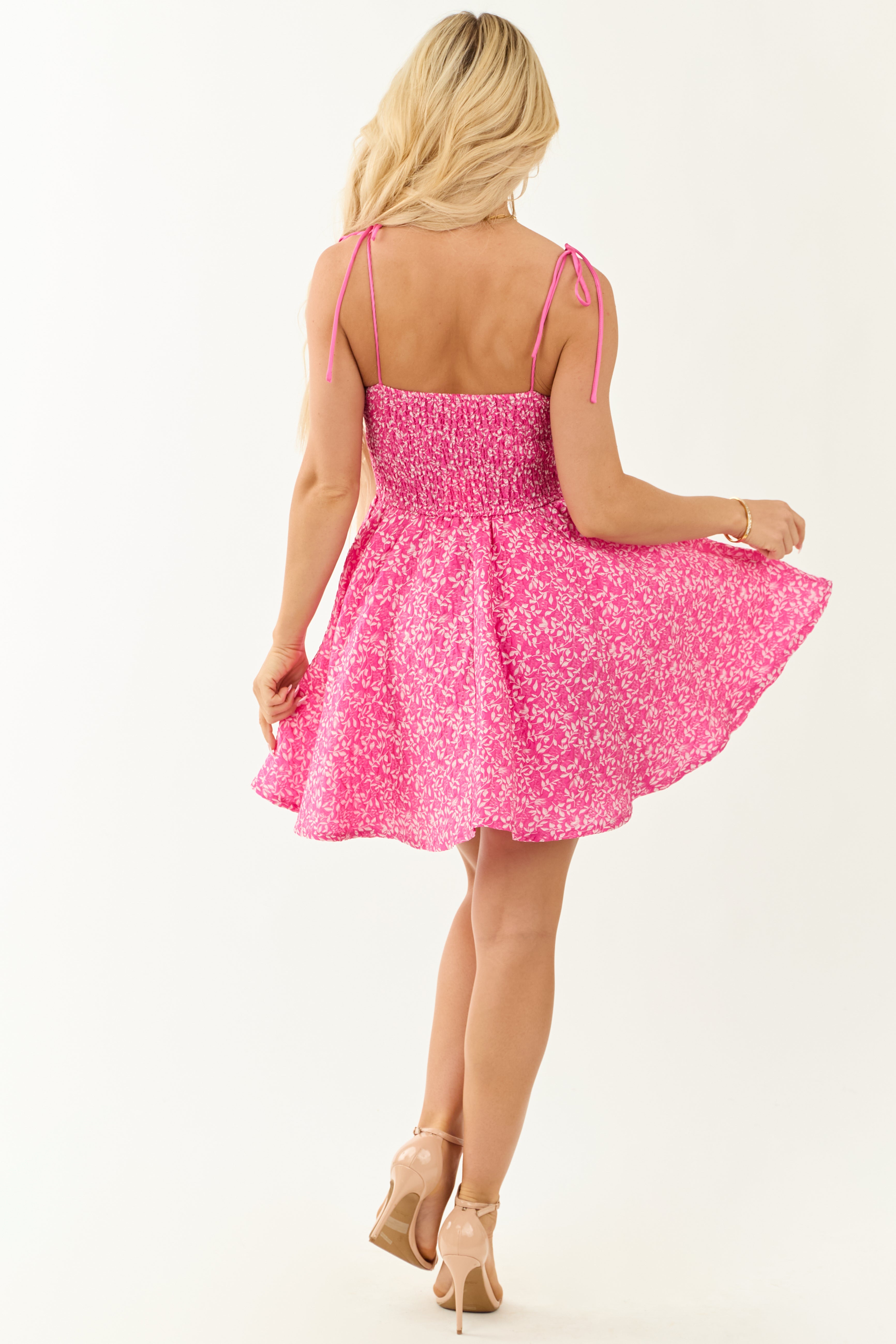 Lovelo Raspberry Floral Jacquard Mini Dress