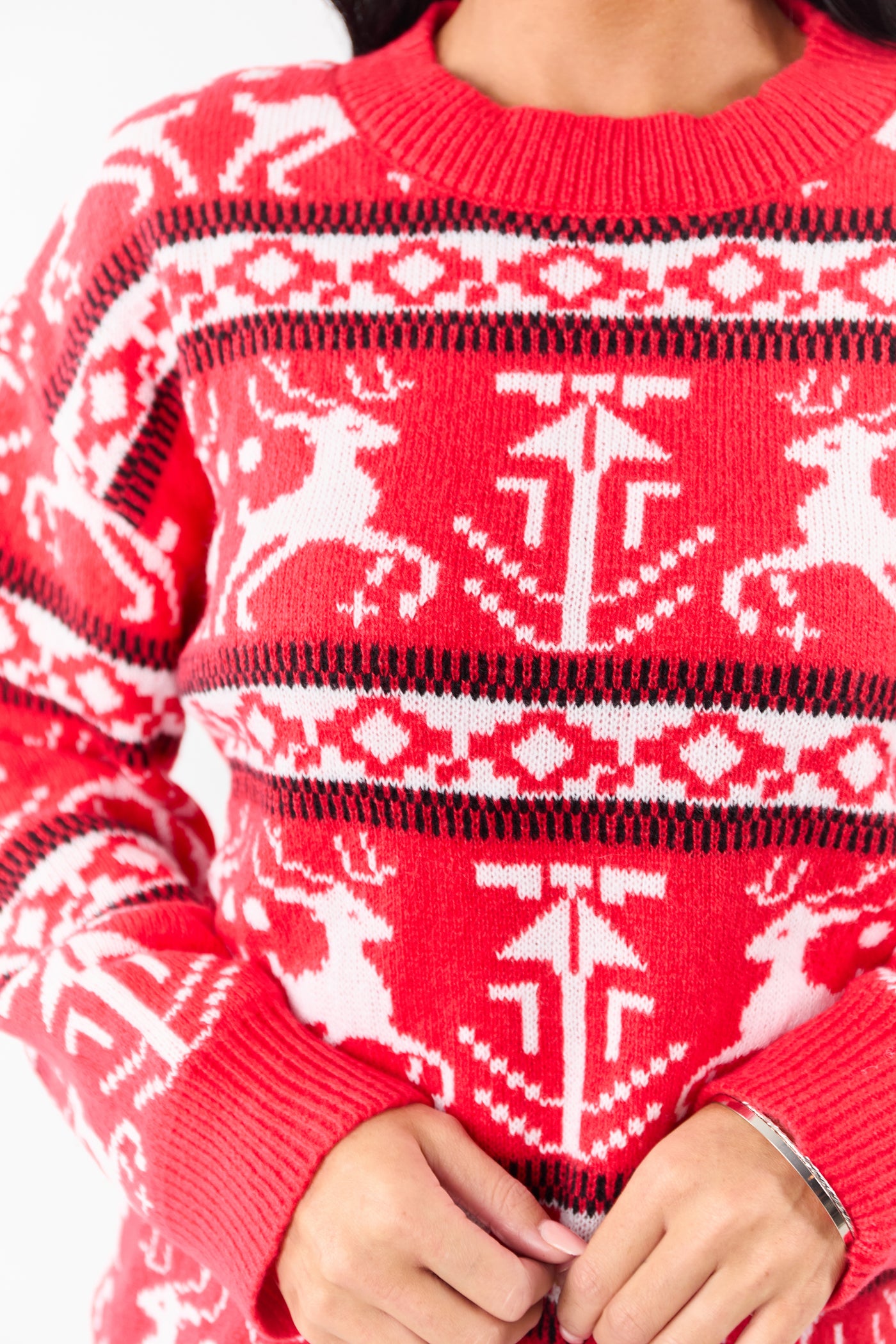 Lovelo Scarlet Holiday Fair Isle Knit Sweater