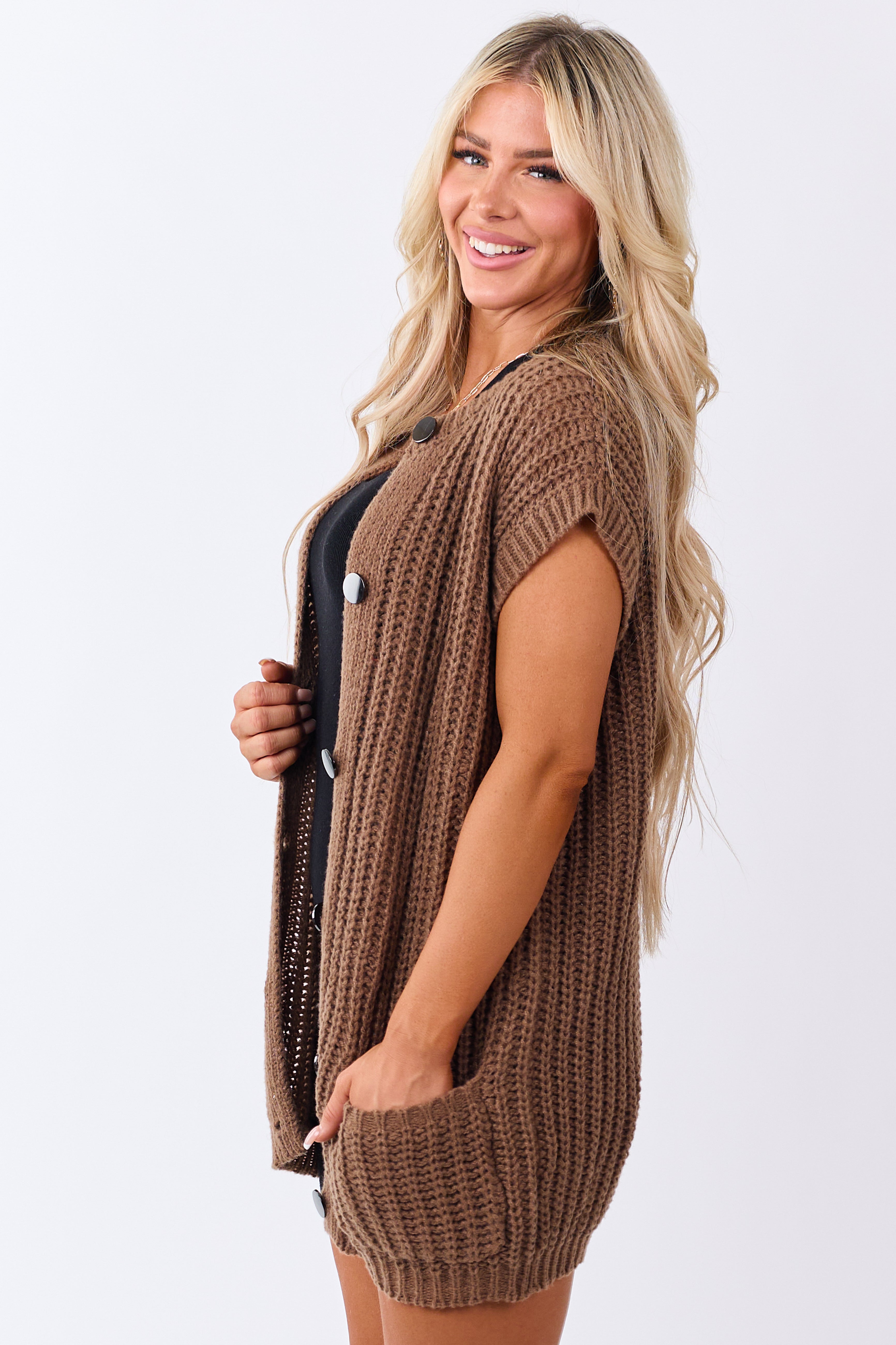 Lovelo Sepia Button Down Knit Sweater Vest