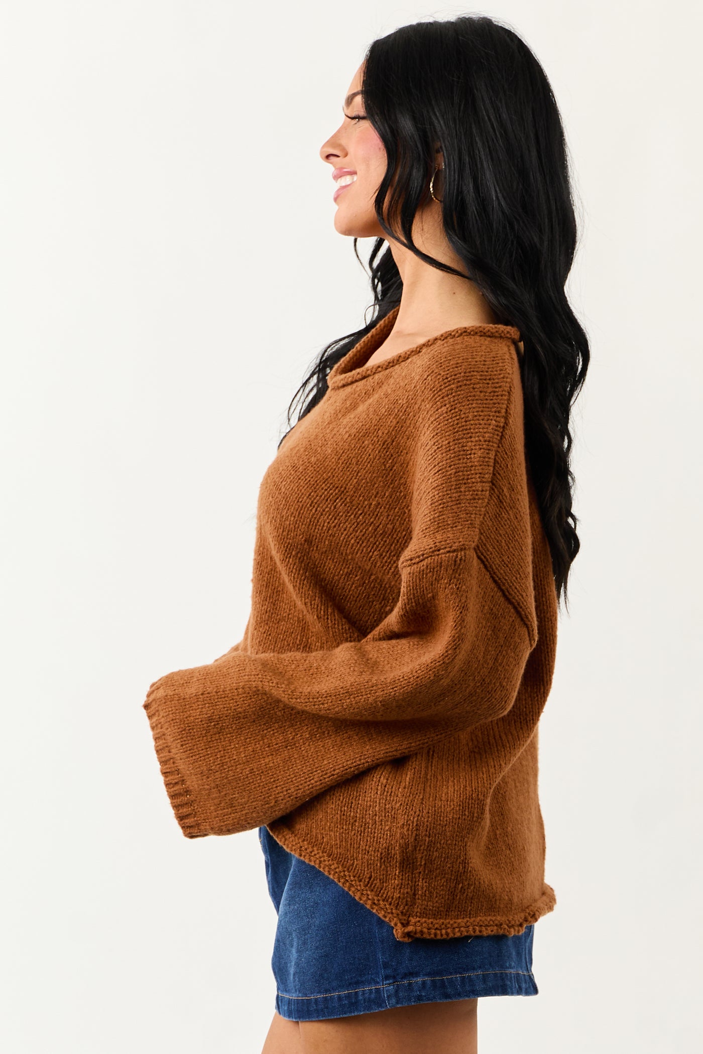 Lovelo Spice V Neck Long Sleeve Chunky Knit Sweater