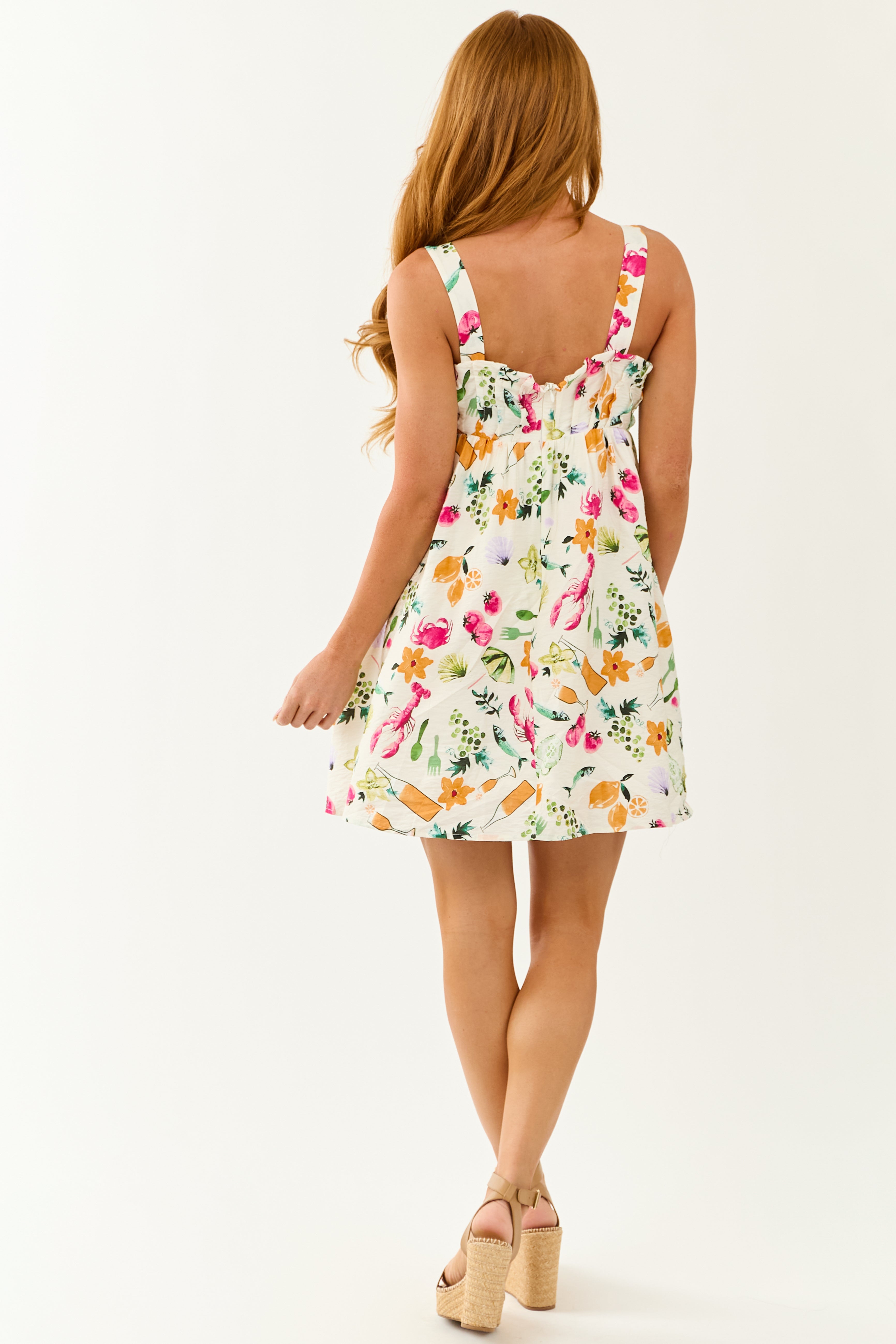 Lovelo Vanilla Abstract Print Pintuck Mini Dress