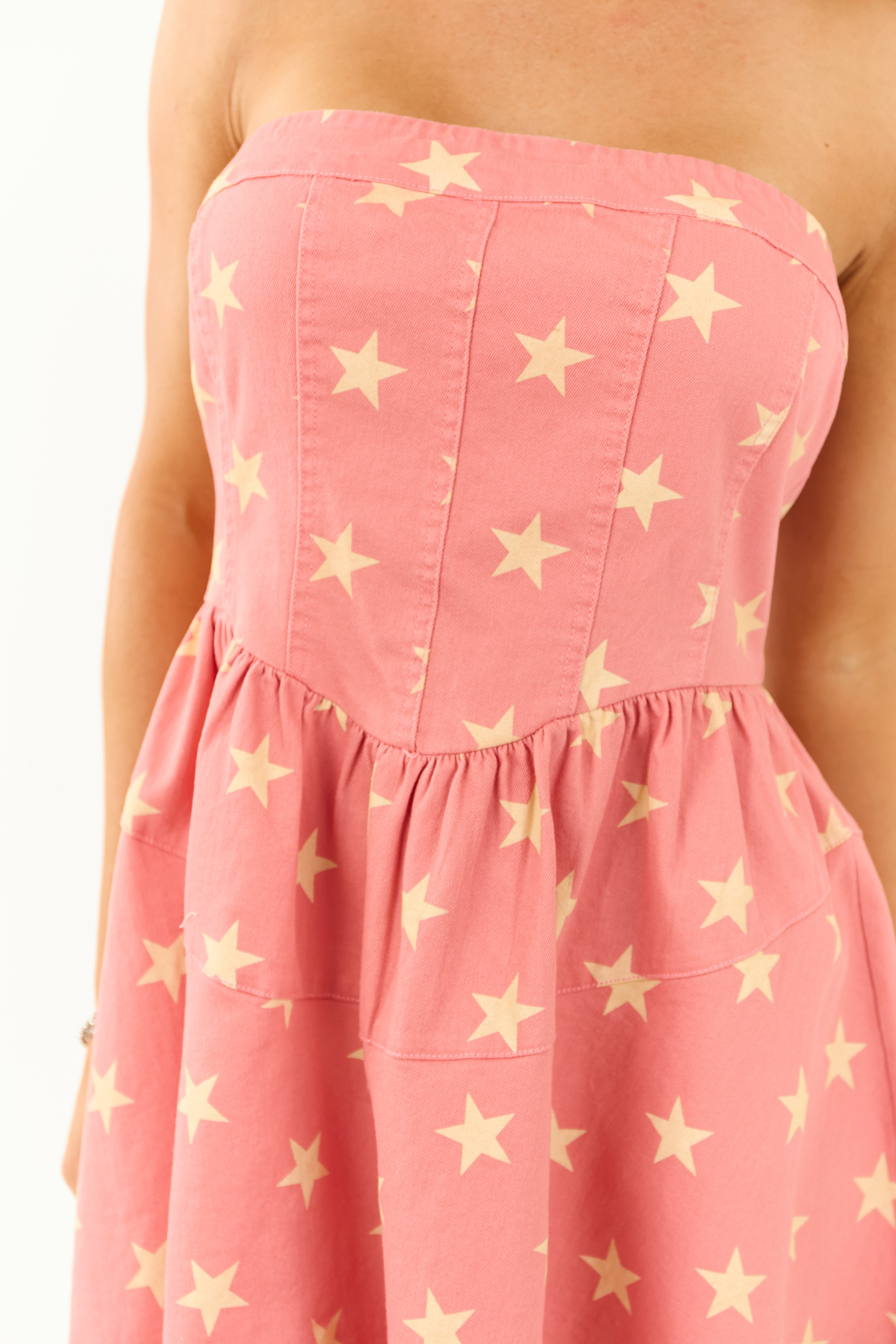 Lovelo Watermelon Denim Star Pattern Mini Dress