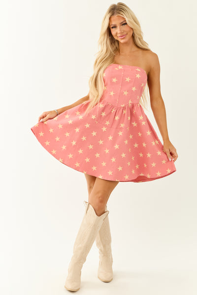 Lovelo Watermelon Denim Star Pattern Mini Dress