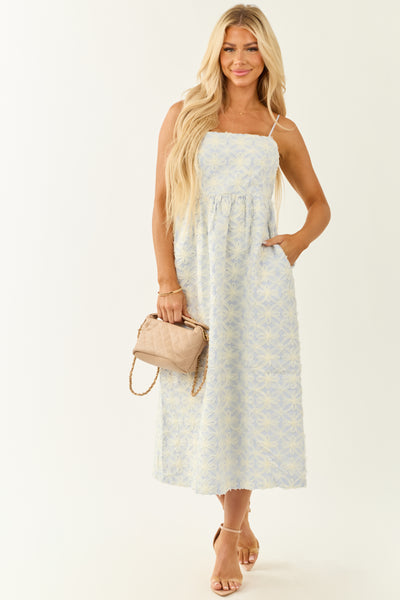 Lovelo White 3D Floral Mesh Sleeveless Midi Dress | Lime