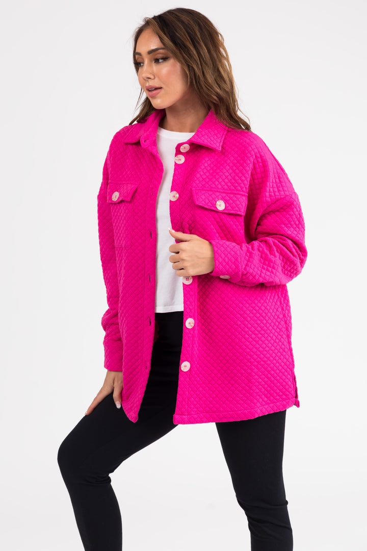 Magenta Button Down Quilted Shacket