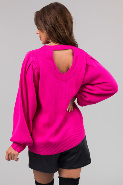 Magenta Cut Out Back Sweater