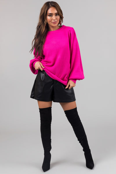 Magenta Cut Out Back Sweater