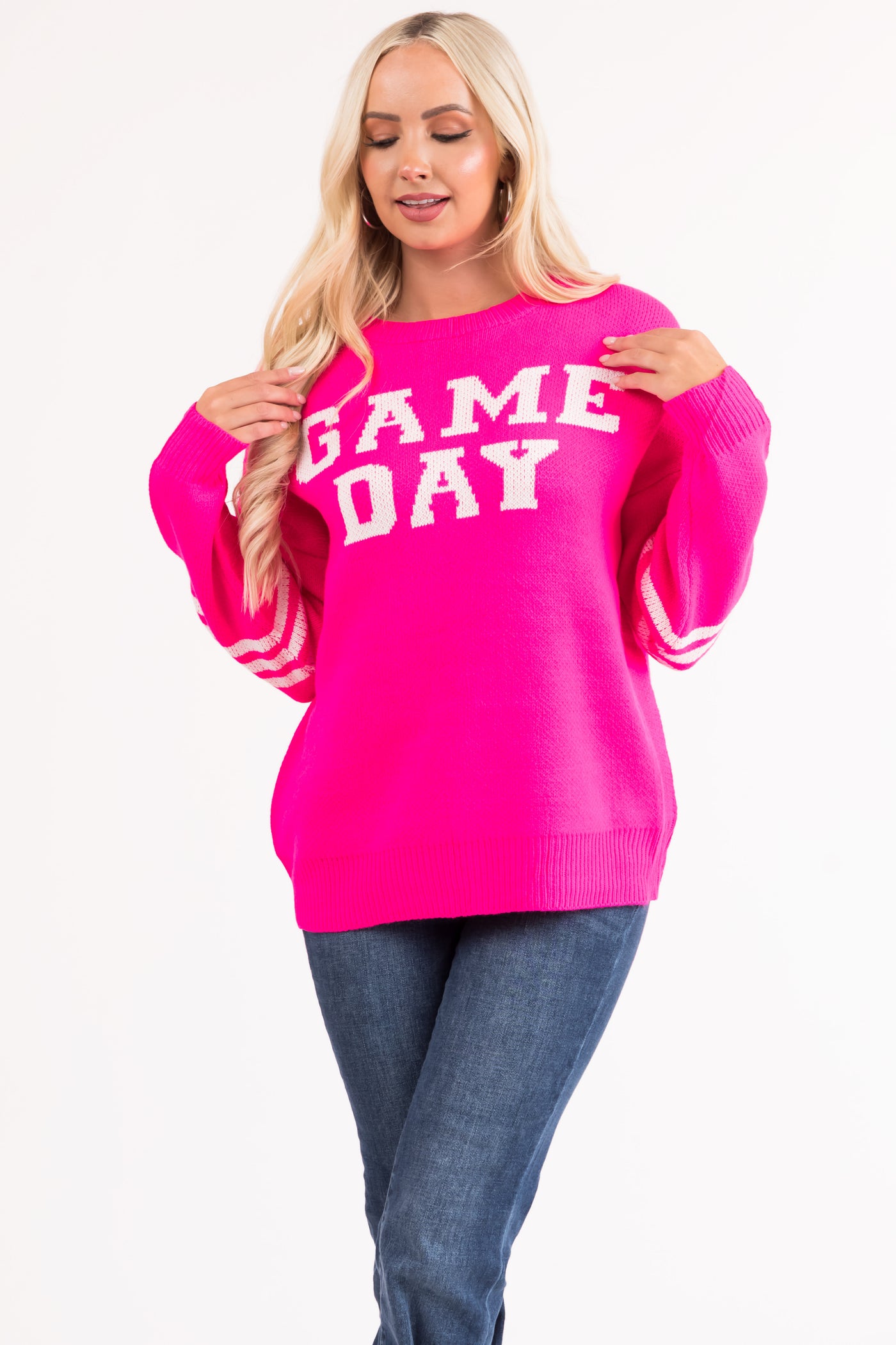 Magenta 'Game Day' Oversized Sweater