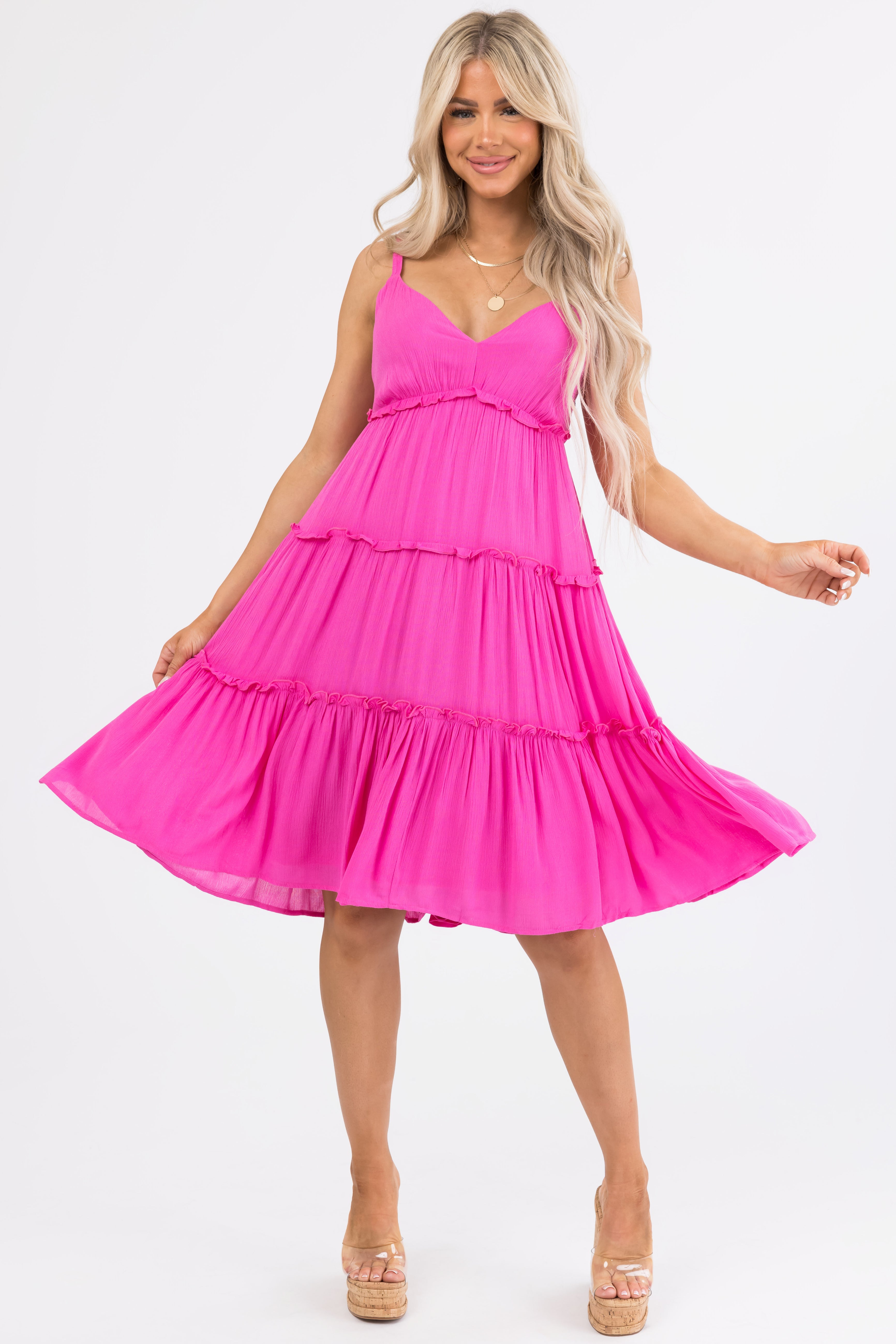 Ruffle knee length dress cheap