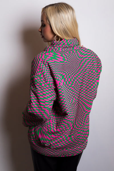 Magenta and Kelly Green Geometric Print Jacket