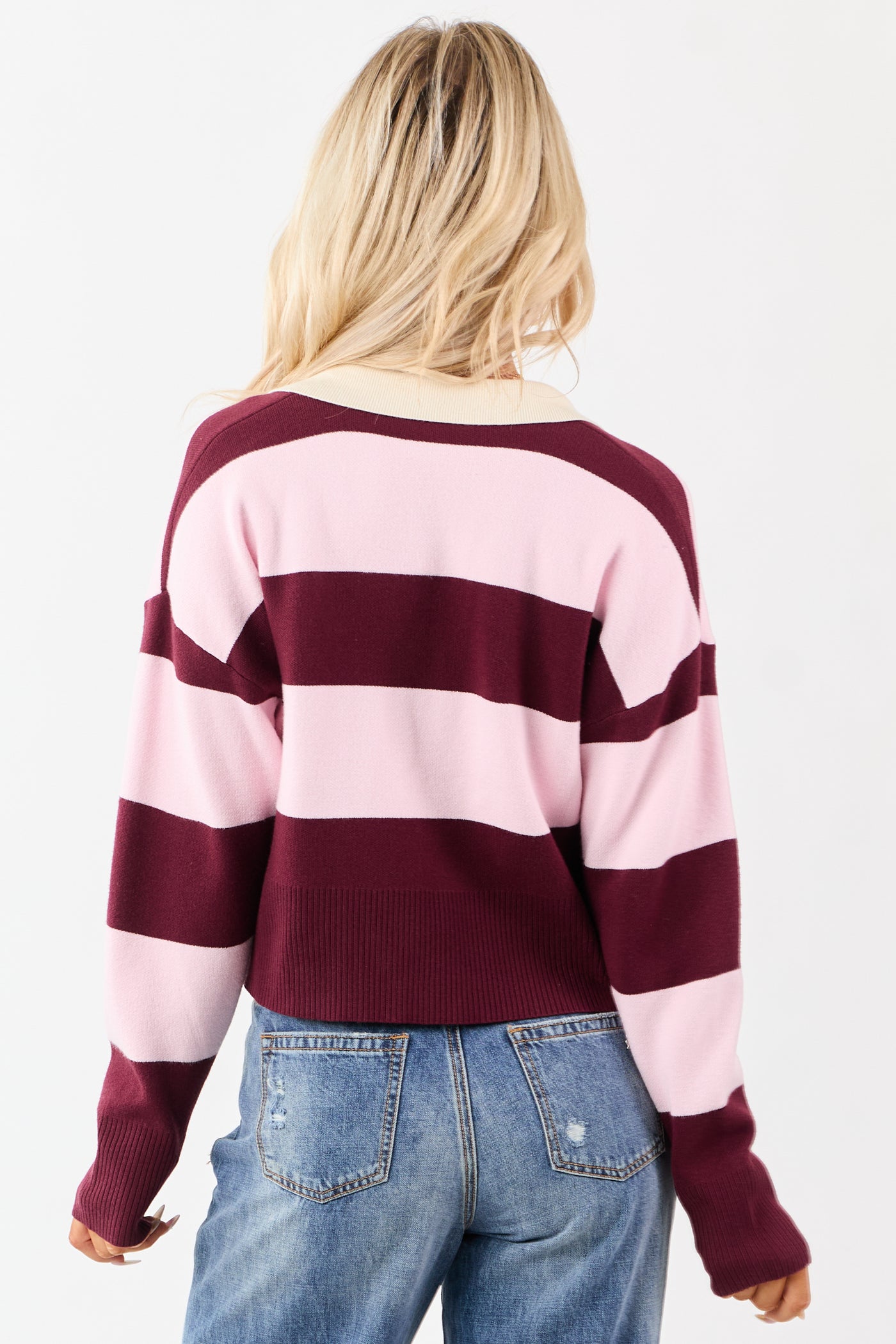 Mahogany Striped Rugby Style Sweater
