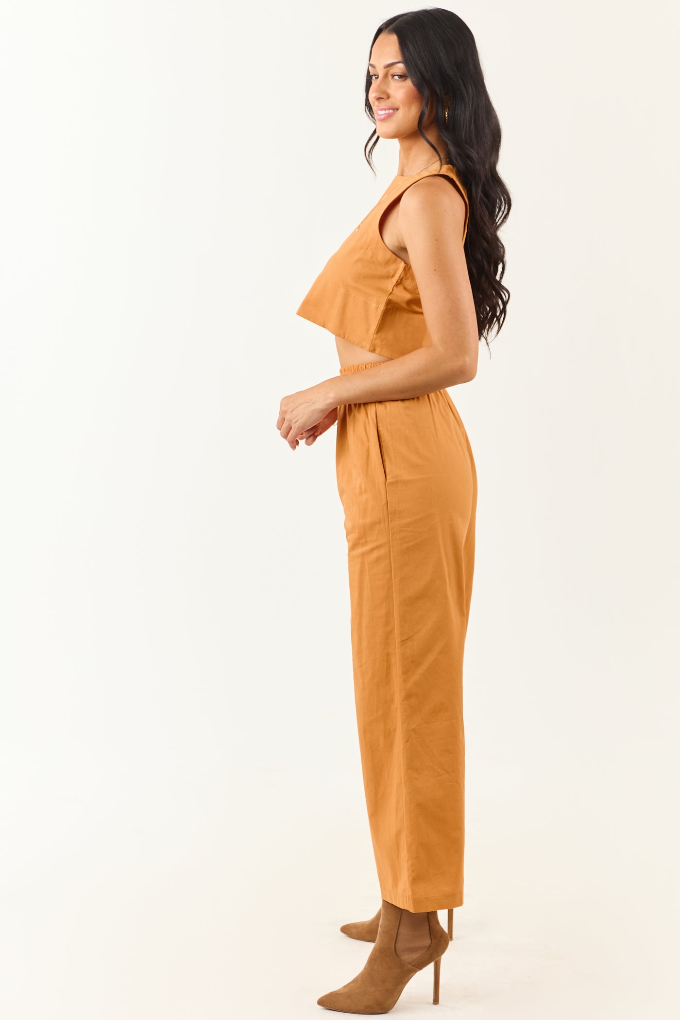 Mango Cropped Tank Top and Wide Leg Pants Set