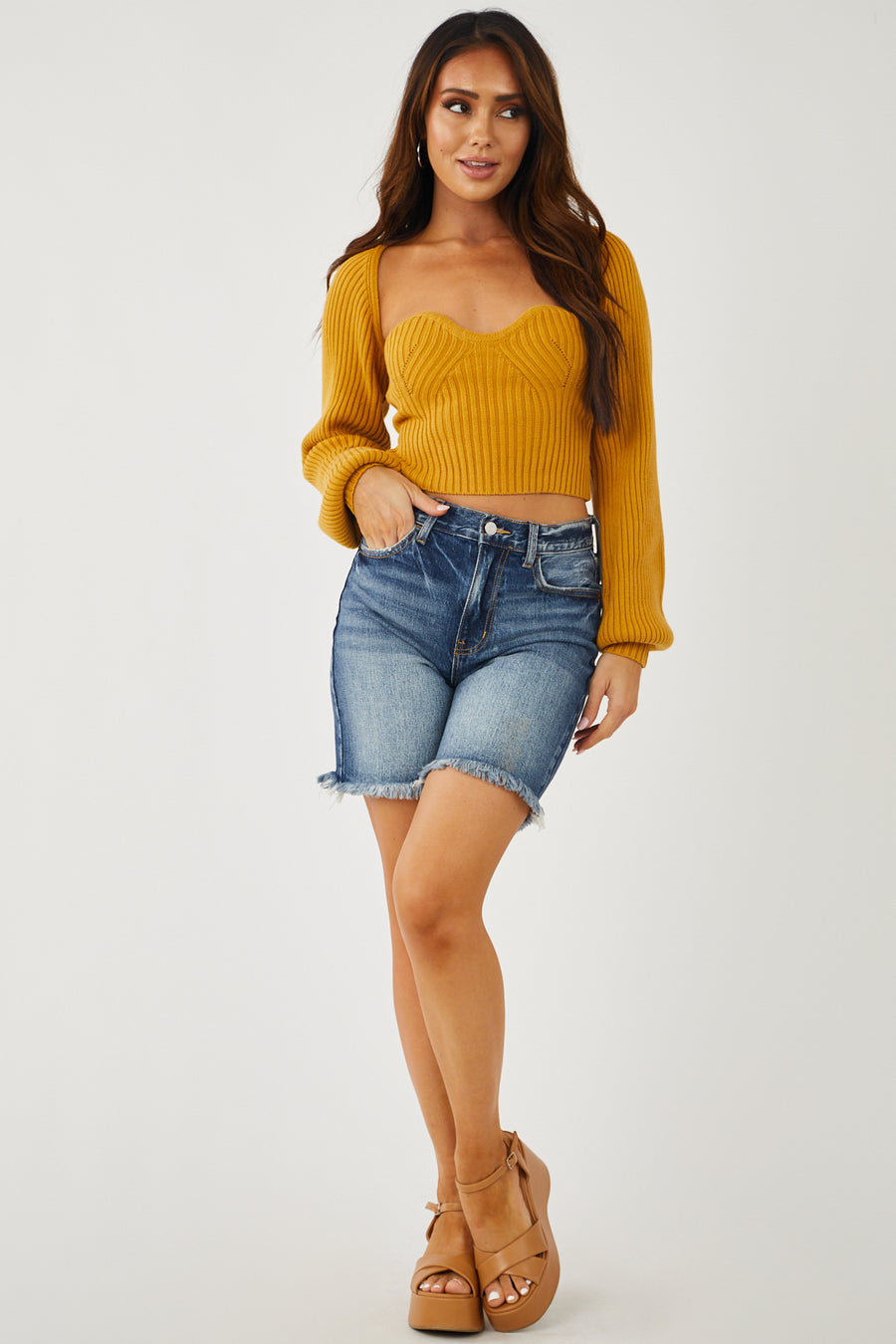 Marigold Strapless Crop Top and Bolero Two Piece Set