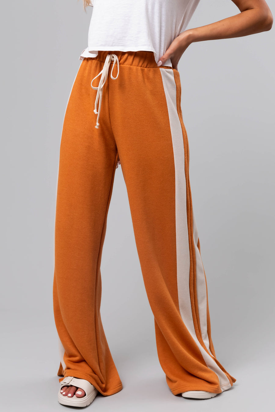Marmalade Side Stripe Wide Leg Drawstring Pants