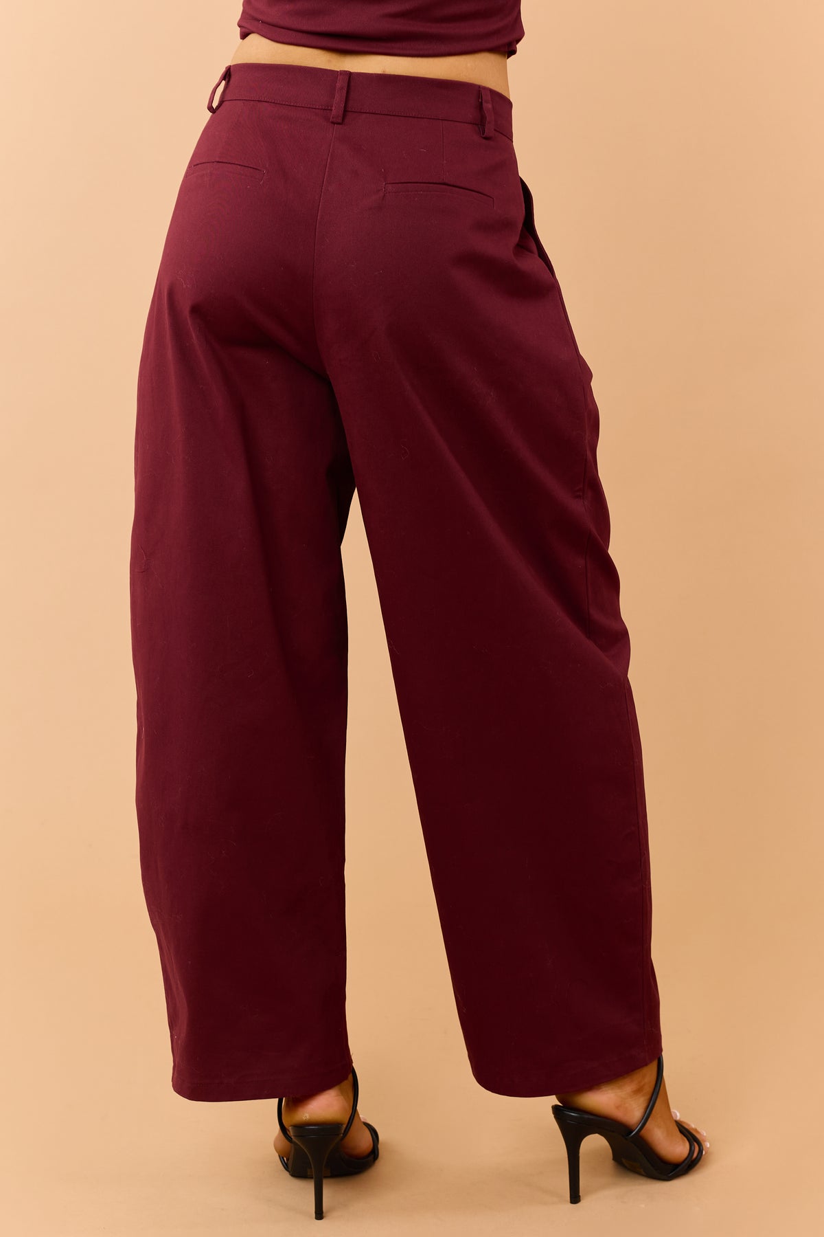 Maroon Corset Strapless Top and Barrel Pants Set
