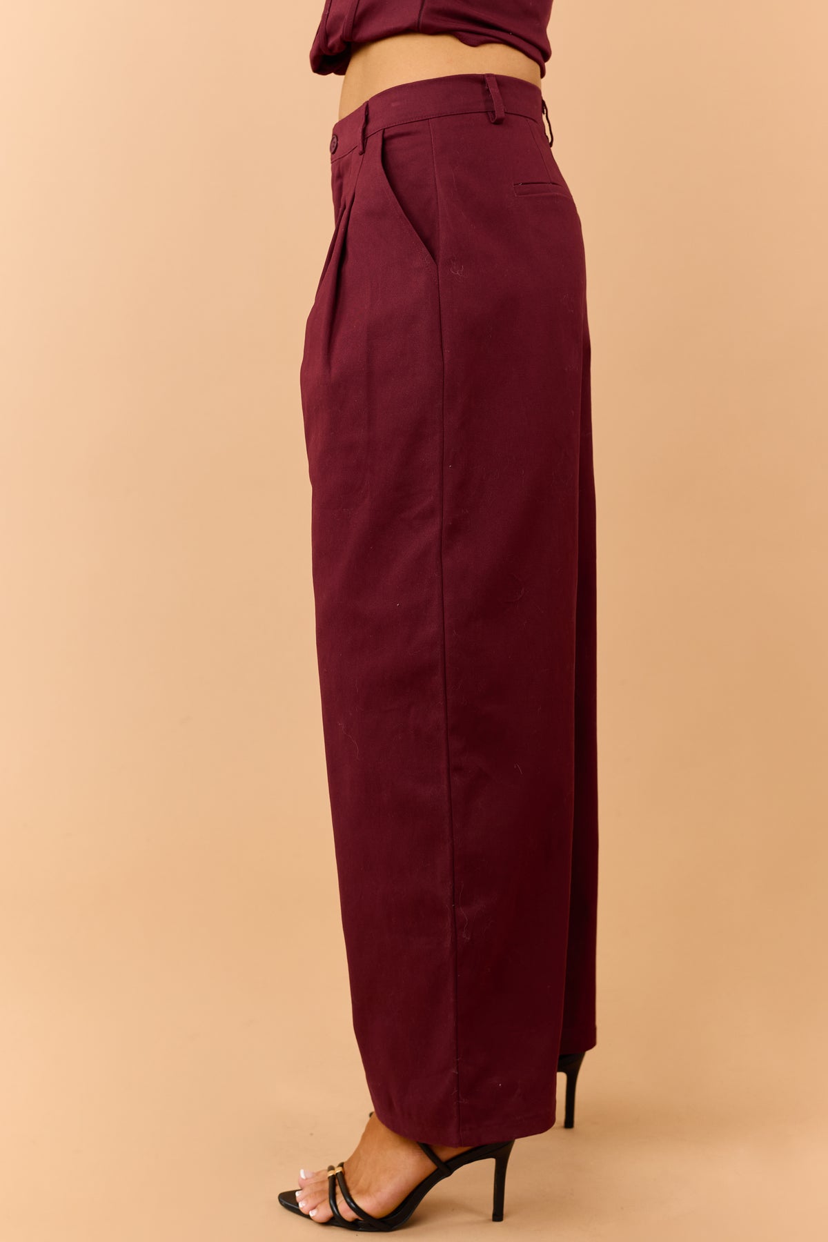 Maroon Corset Strapless Top and Barrel Pants Set