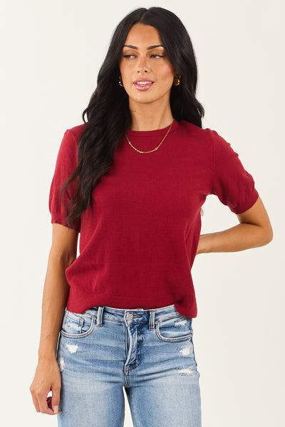 Maroon-Short-Puff-Sleeve-Soft-