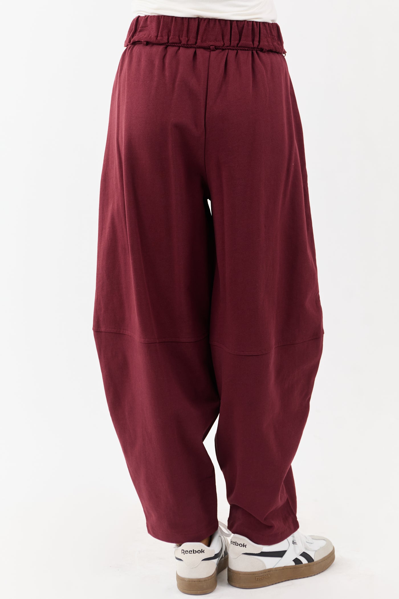 Maroon Waist Tie Barrel Style Cotton Sweatpants