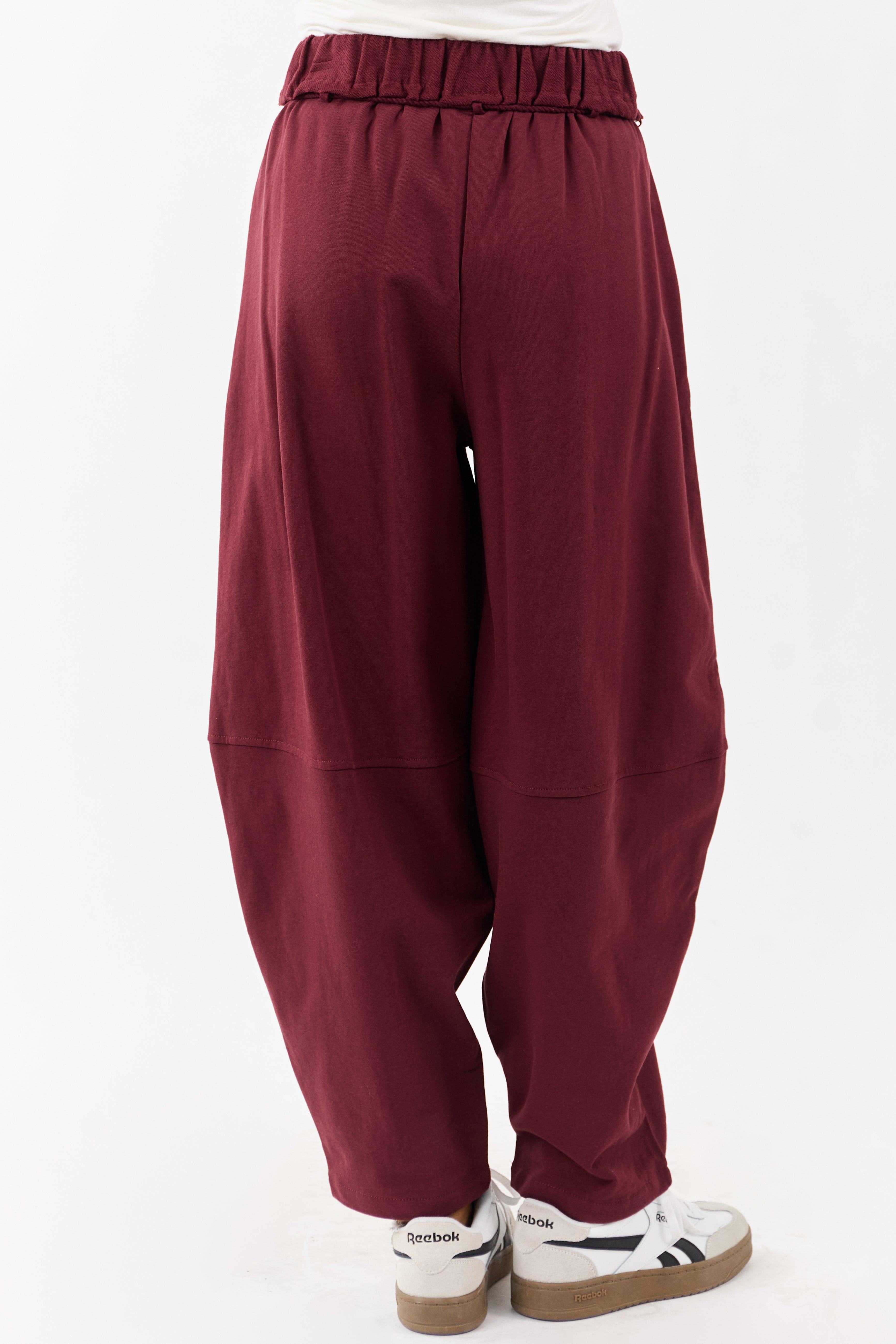 Maroon Waist Tie Barrel Style Cotton Sweatpants