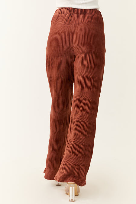 Marsala Super Soft Crinkle Velvet Wide Pants | Lime Lush Boutique