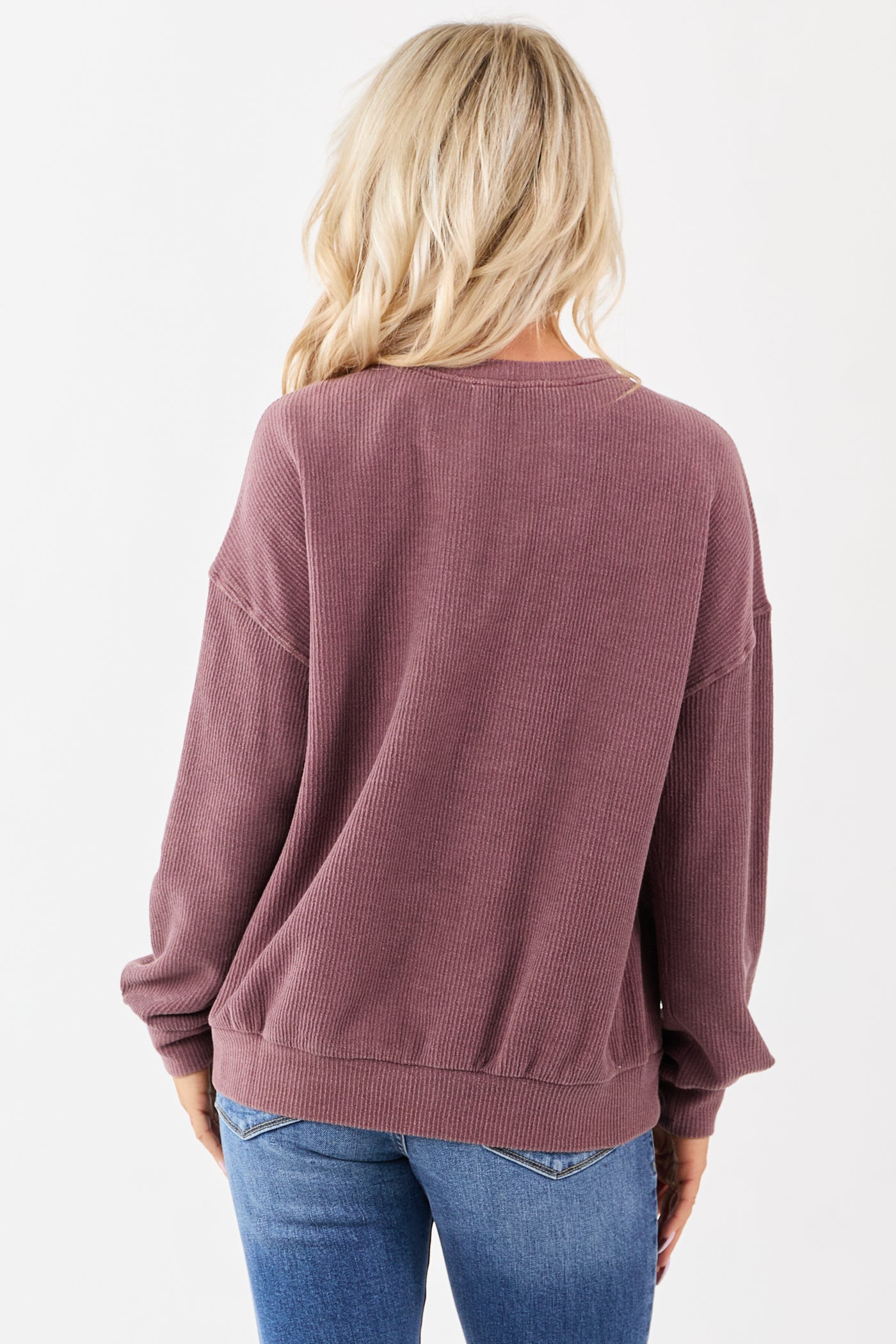 Marsala 'Texas' Graphic Long Sleeve Rib Knit Sweater