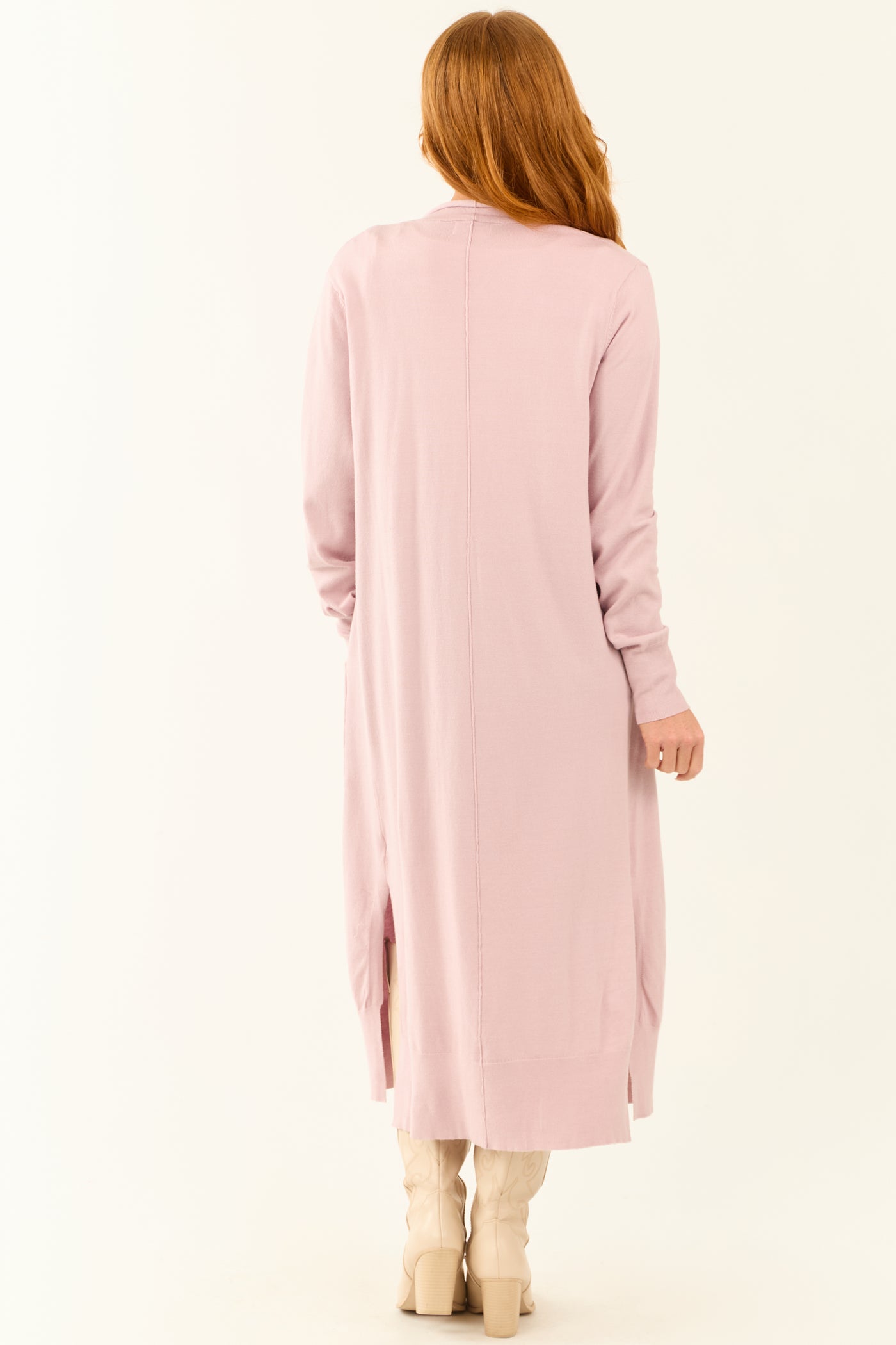 Mauve Open Front A-Line Long Sleeve Duster Cardigan Mauve Open Front A-Line Long Sleeve Duster Cardigan