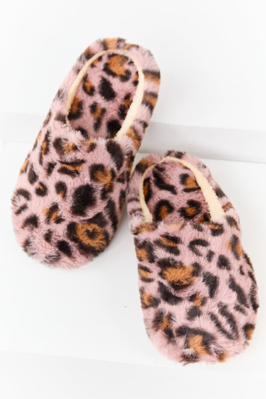 Mauve Leopard Pattern Fuzzy Closed Toe Slippers