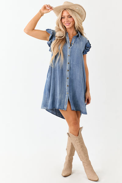Medium Mineral Wash Chambray Short Shift Dress