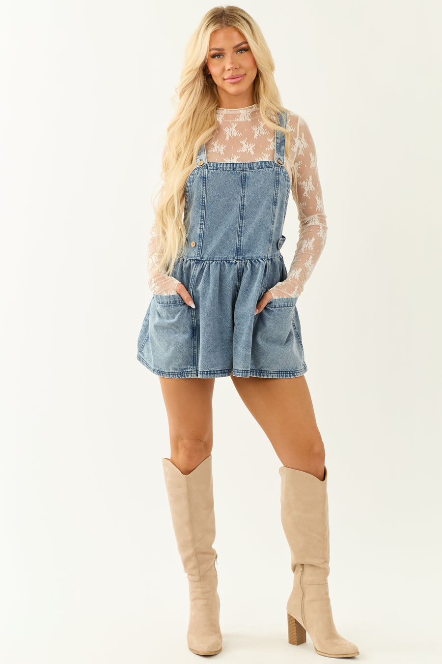 Medium Mineral Wash Overalls Style Romper