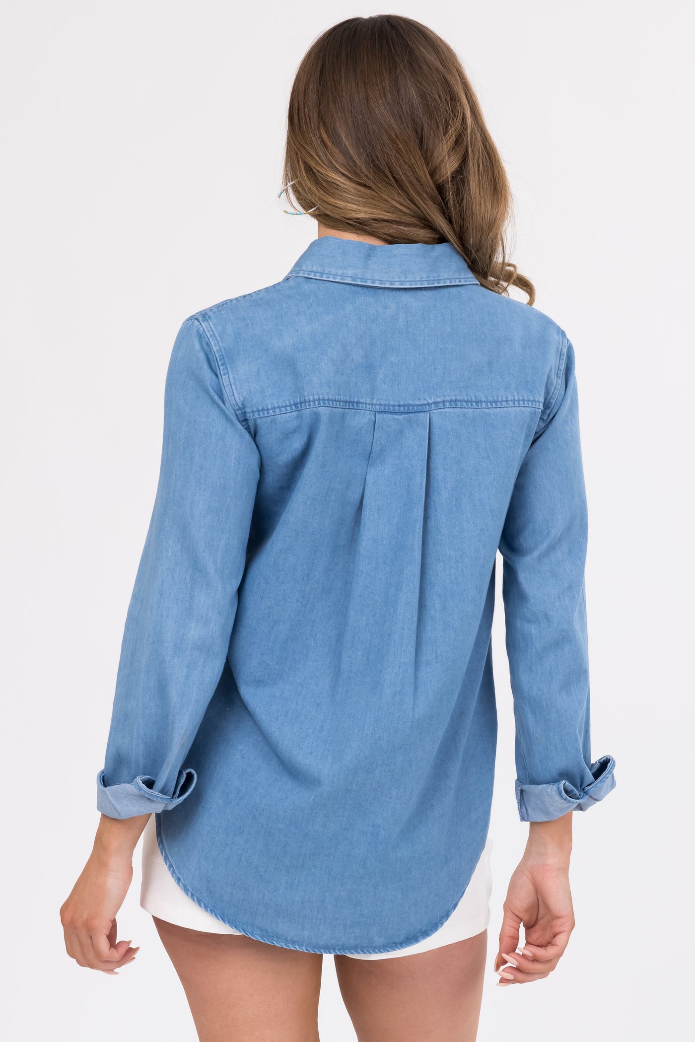 Medium Wash Button Down Denim Shirt