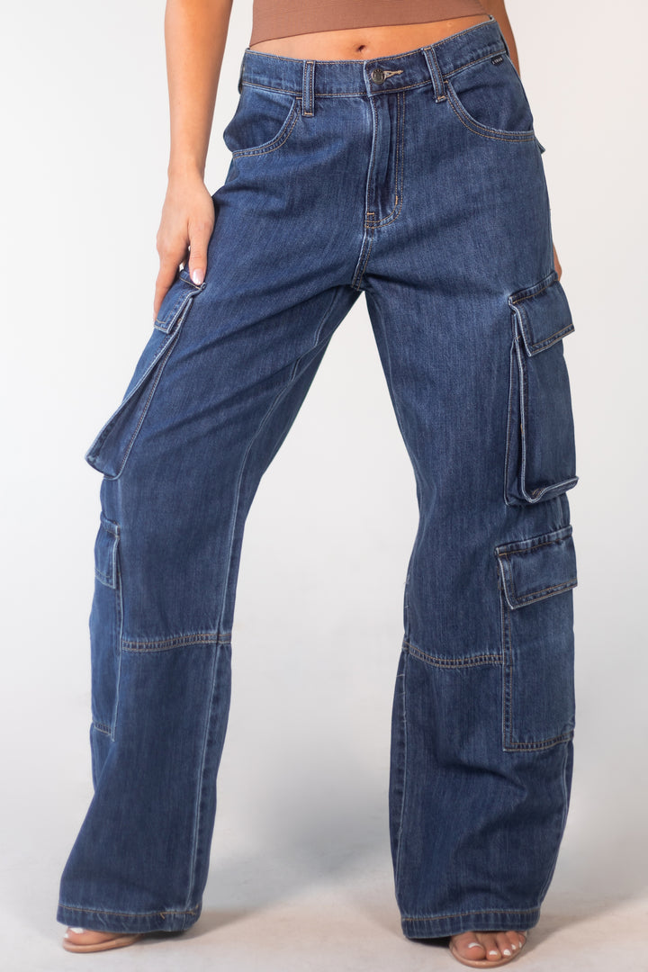 Medium Wash Low Waisted Vintage Wide Leg Jeans
