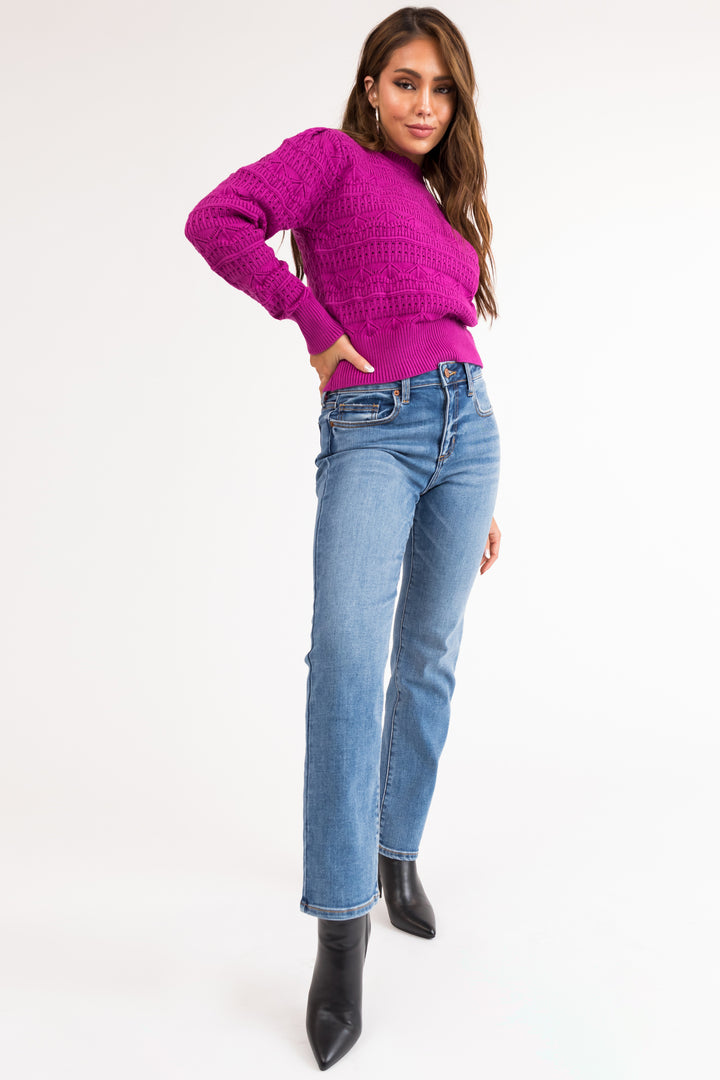 Medium Wash Mid Rise Straight Leg Jeans