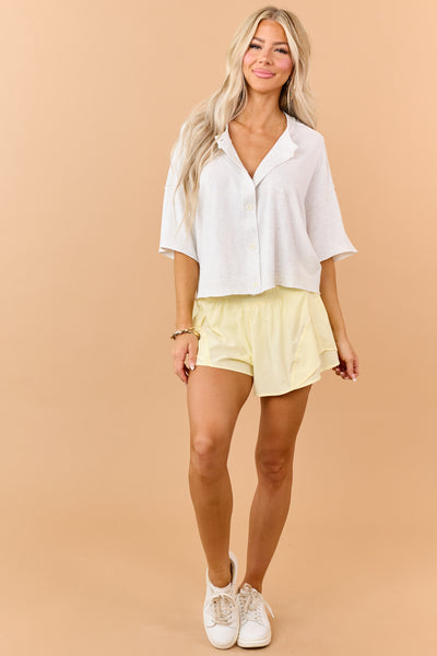 Melange Pearl Button Down Short Sleeve Cardigan