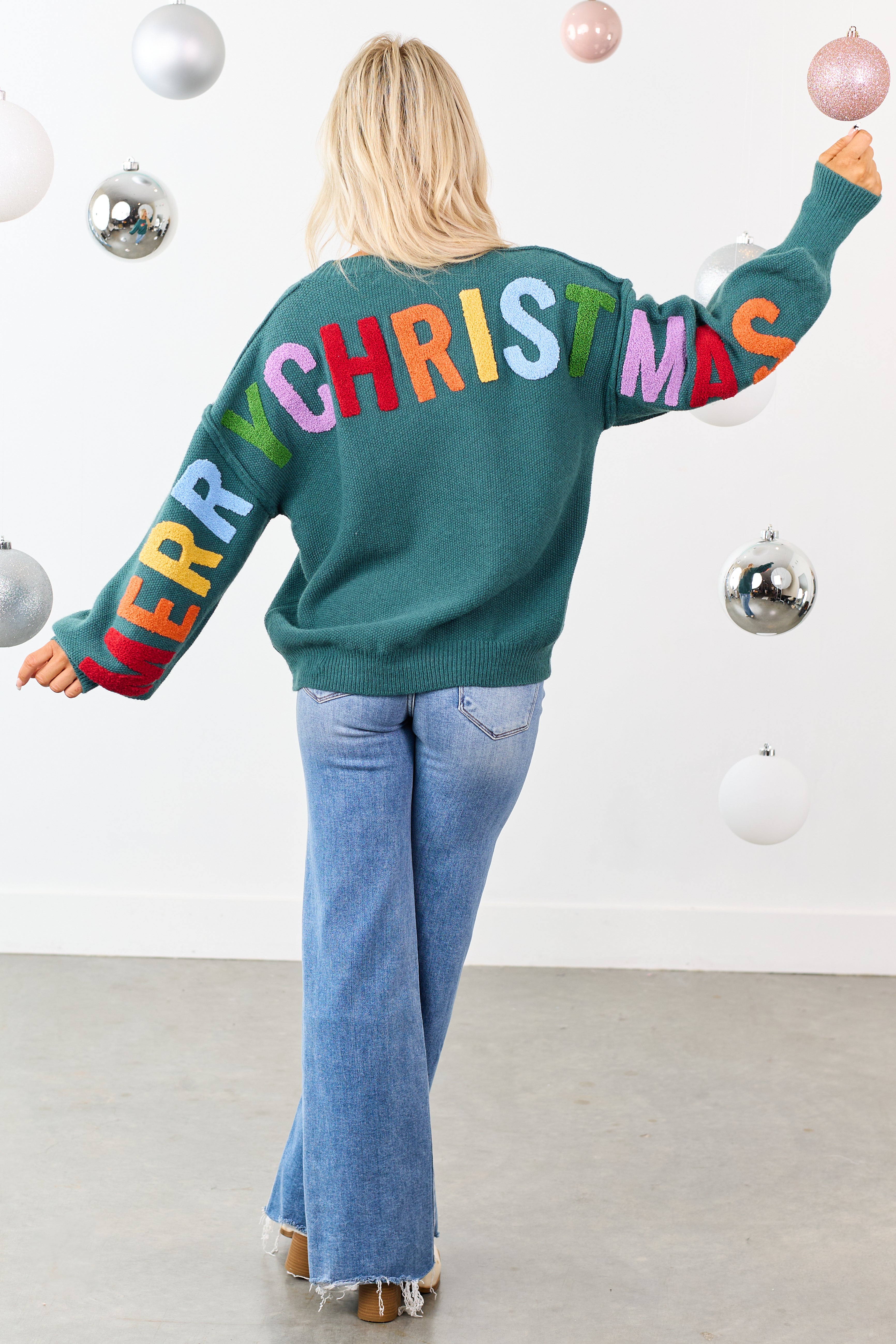 Mello Pine HO HO HO Multicolor Graphic Knit Sweater