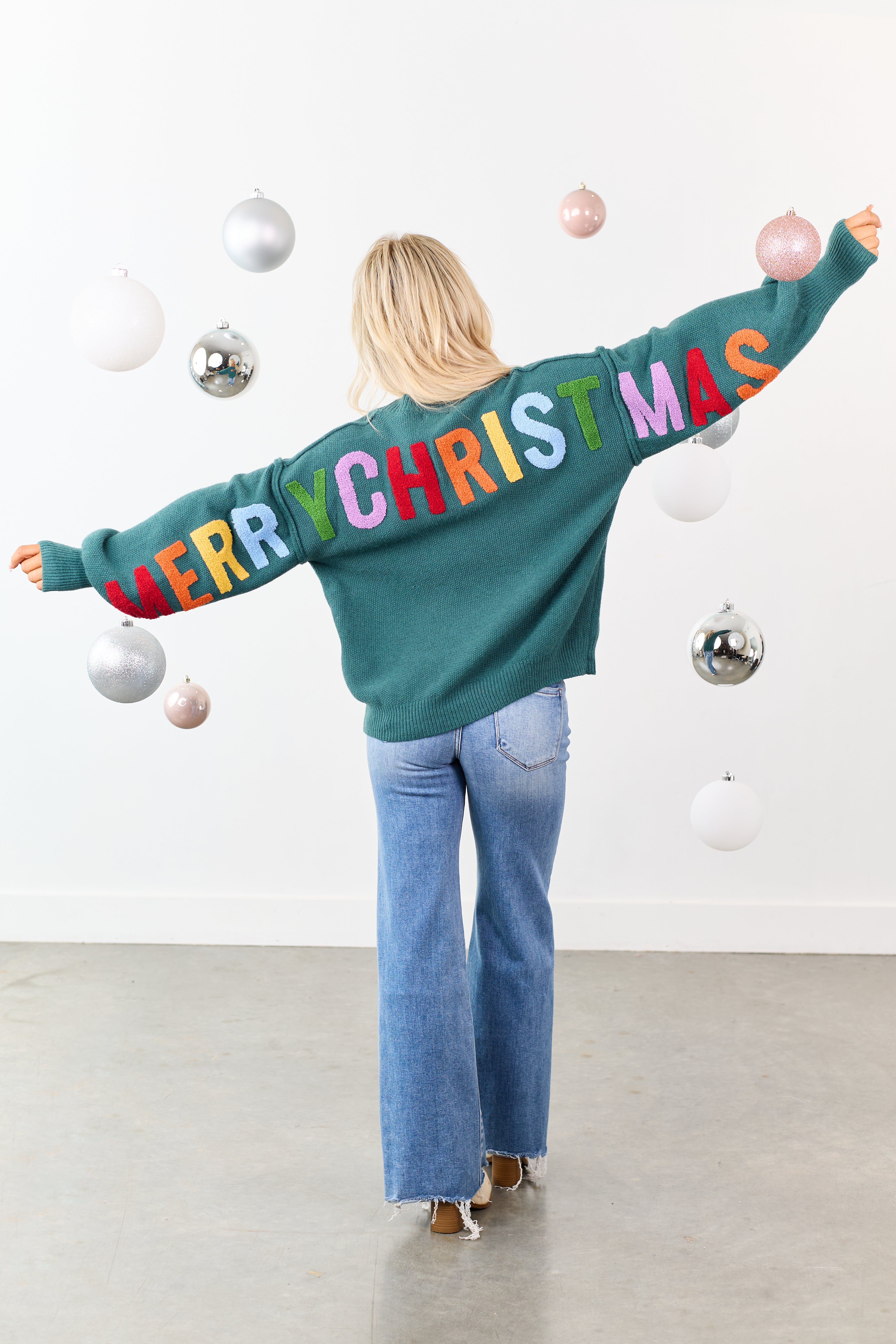 Mello Pine HO HO HO Multicolor Graphic Knit Sweater