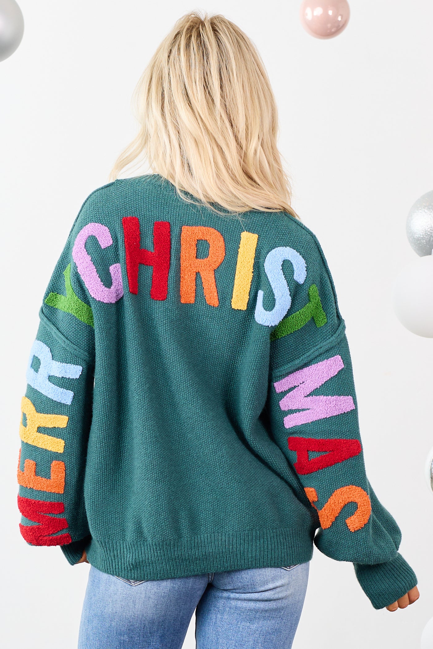 Mello Pine HO HO HO Multicolor Graphic Knit Sweater