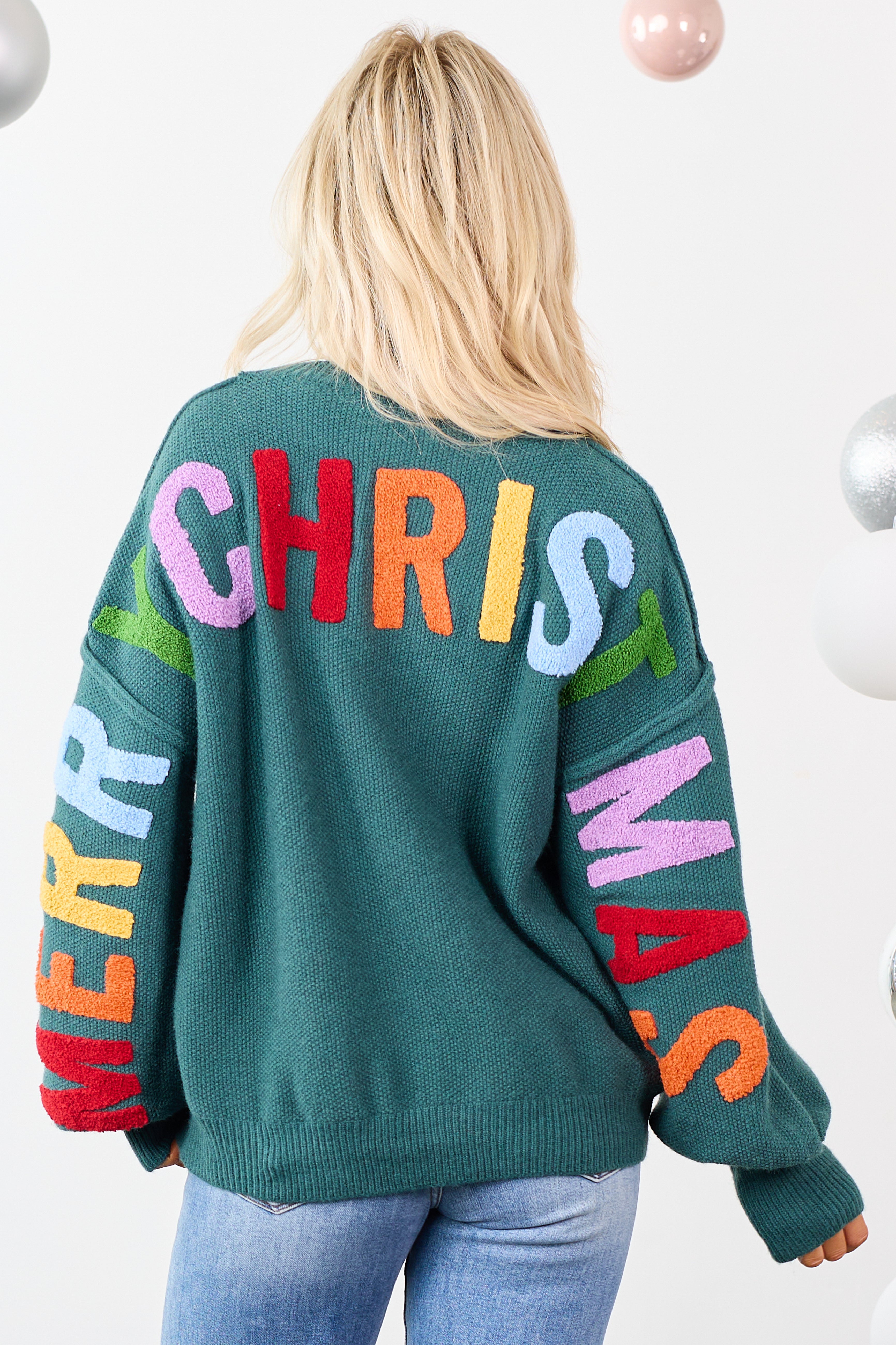Mello Pine HO HO HO Multicolor Graphic Knit Sweater