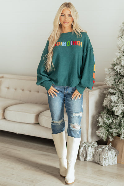 Mello Pine HO HO HO Multicolor Graphic Knit Sweater