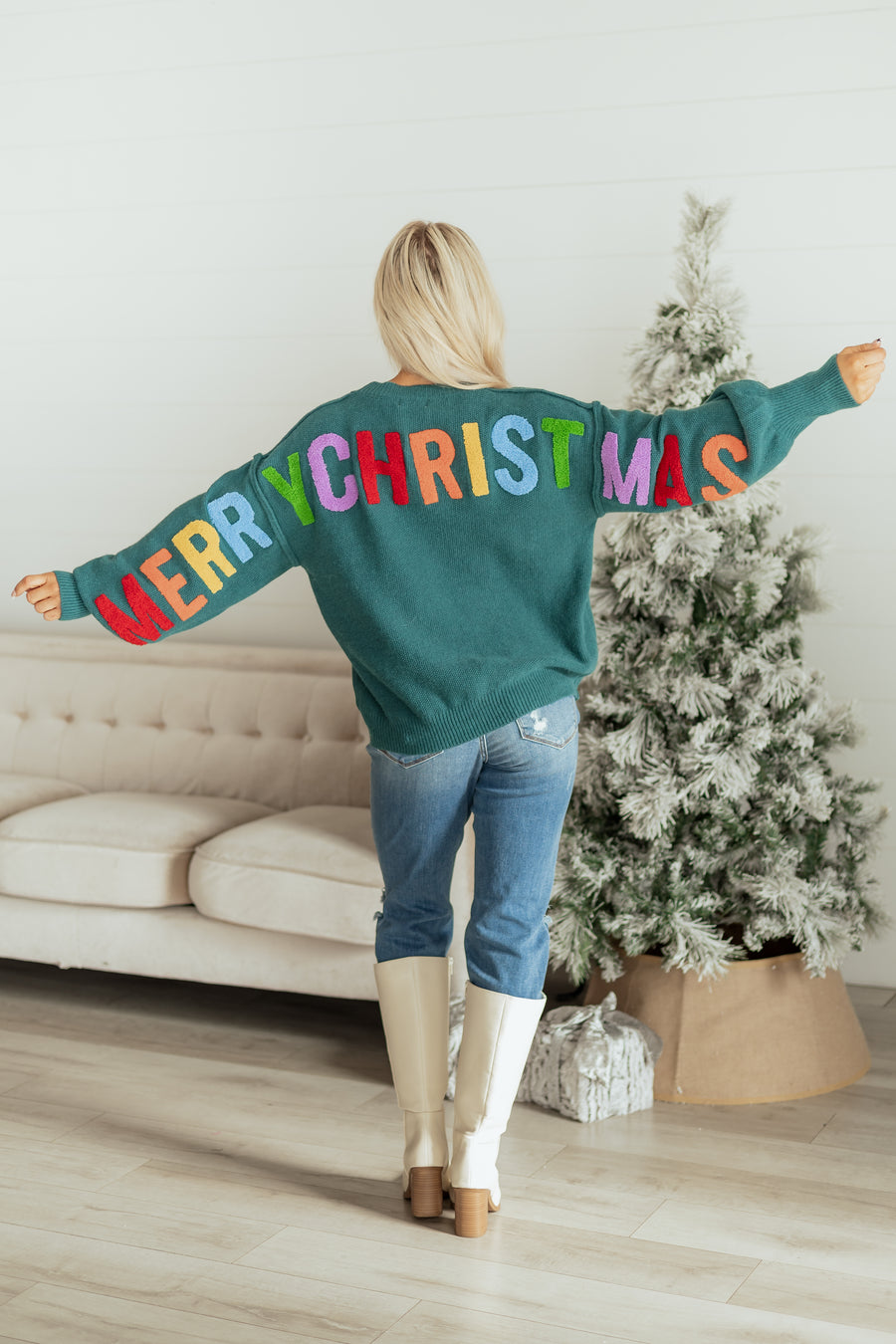 Mello Pine HO HO HO Multicolor Graphic Knit Sweater