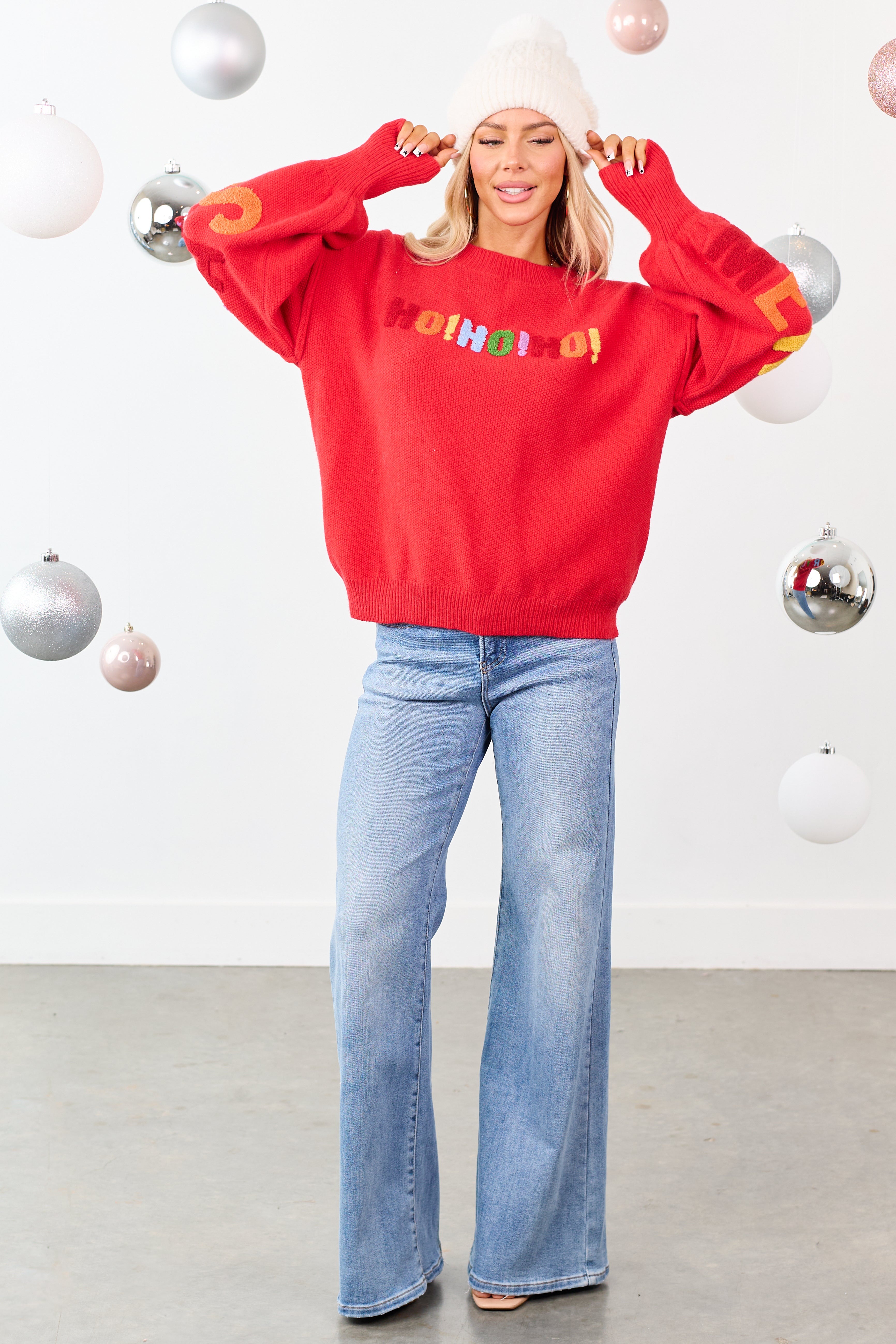 Mello Ruby HO HO HO Multicolor Graphic Knit Sweater